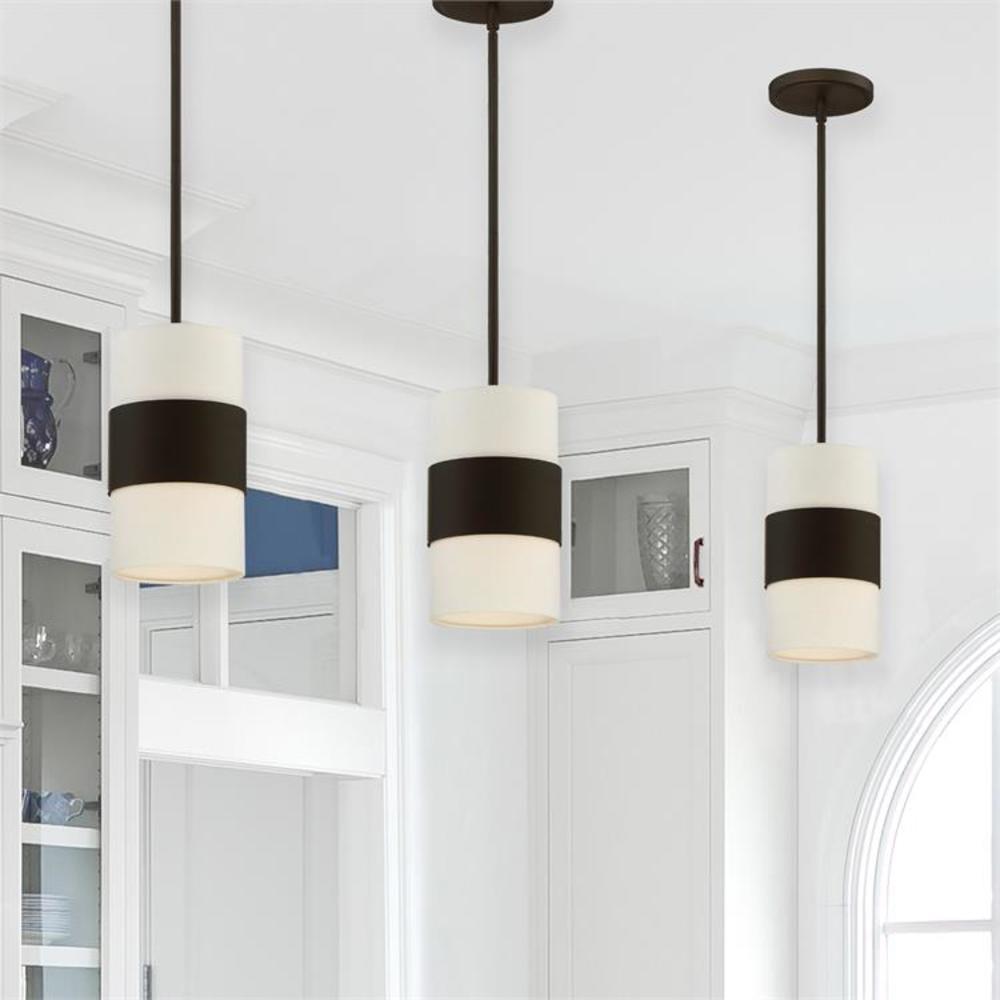 Grayson Dark Bronze Mini Pendant with Silk Shade