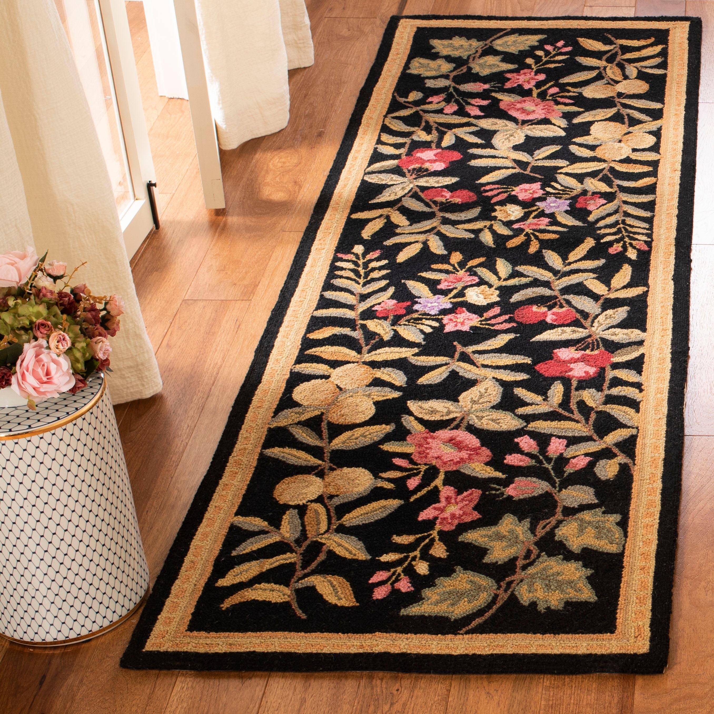 Chelsea HK210 Hand Hooked Runner Rug - Black - 2'6"x12' - Safavieh.