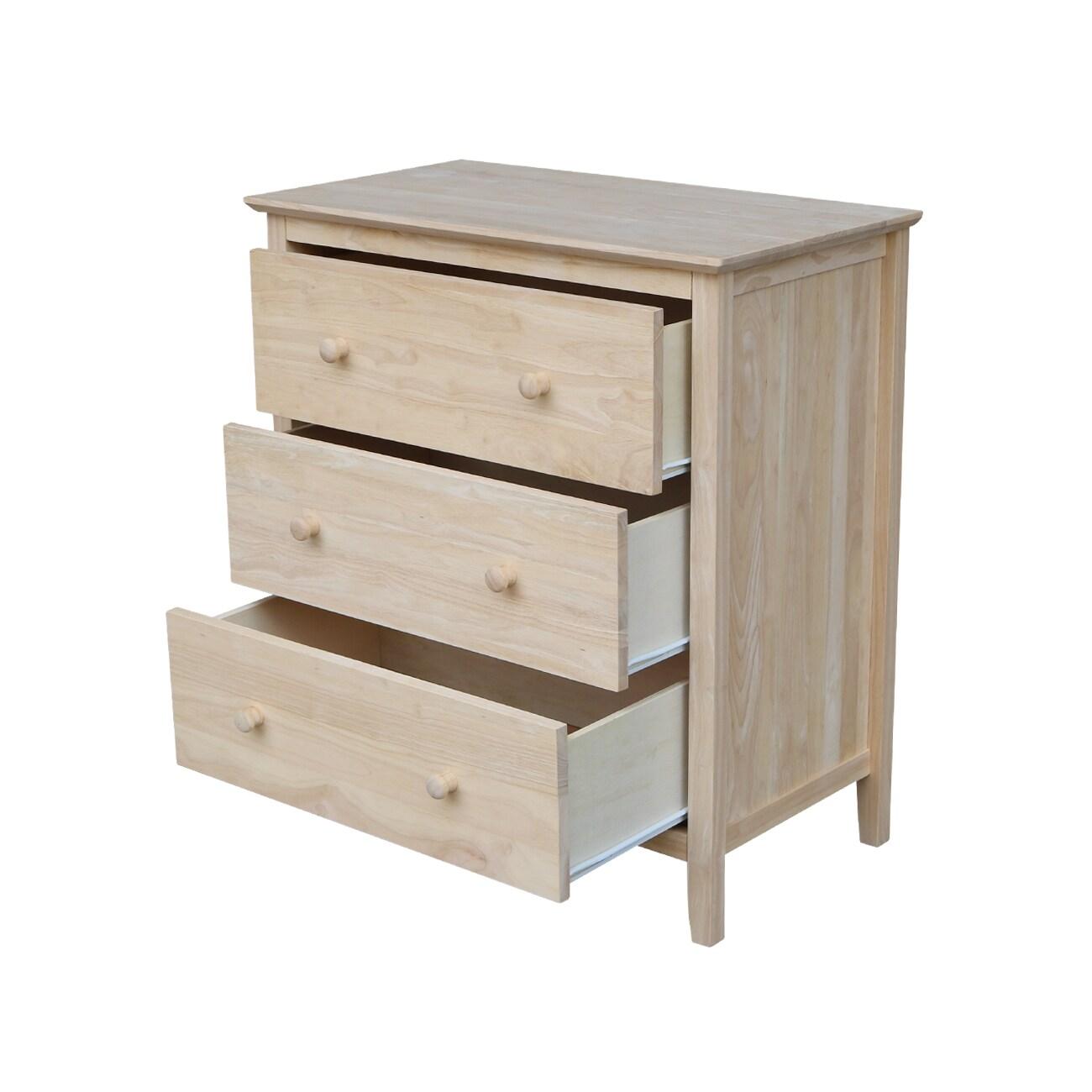 Brooklyn 3-Drawer Unfinished Wood Chest of Drawers