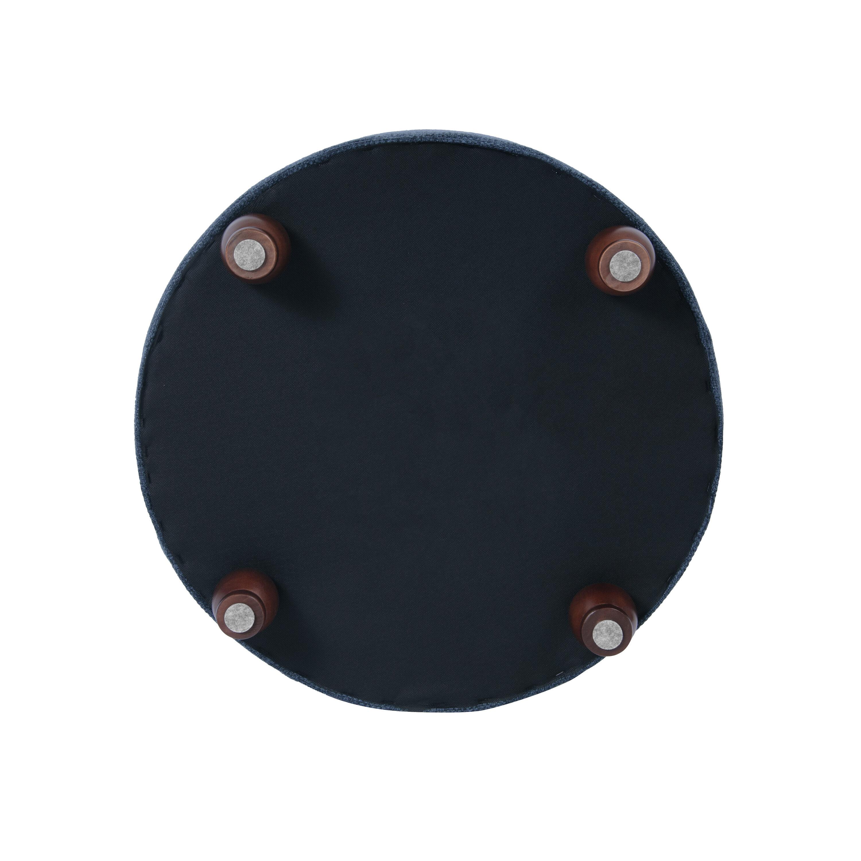 Large Tufted Round Storage Ottoman Navy - HomePop