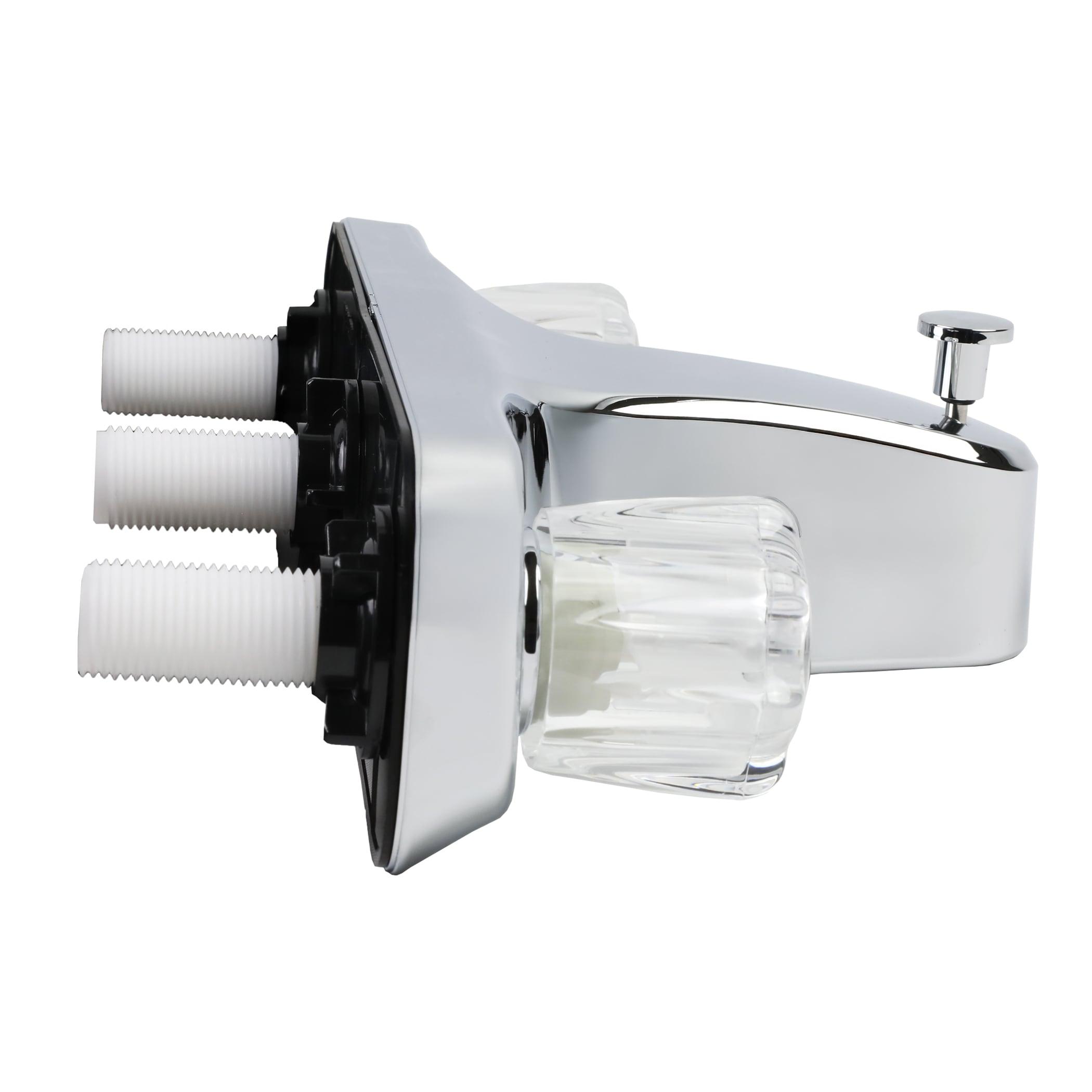 Danco Mobile Home RV Tub Shower Center-Set Faucet, 8 inch, 2-Handle, Chrome with Clear Acrylic Handles (33156X)