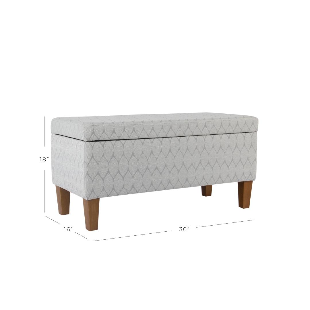 Large Textured Storage Bench Light Gray - HomePop: Upholstered, Bedroom, Rectangular, Wood Legs