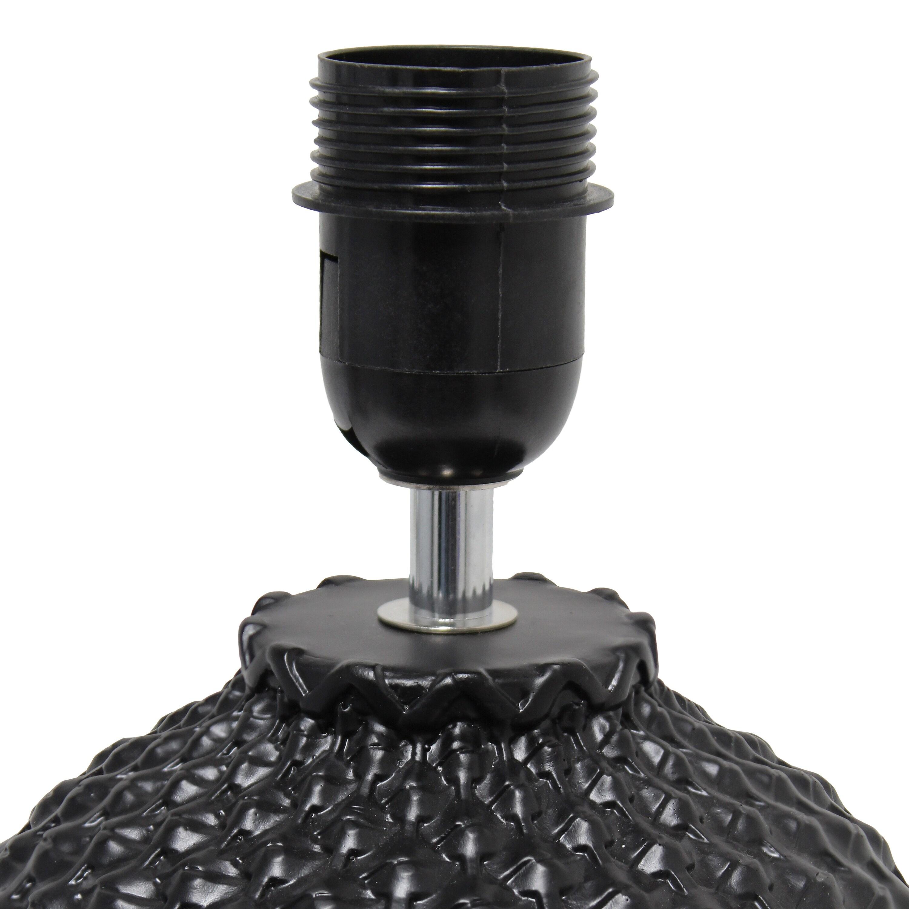 20.4" Traditional Ceramic Purled Texture Bedside Table Desk Lamp with White Fabric Drum Shade Black - Simple Designs: ETL Listed