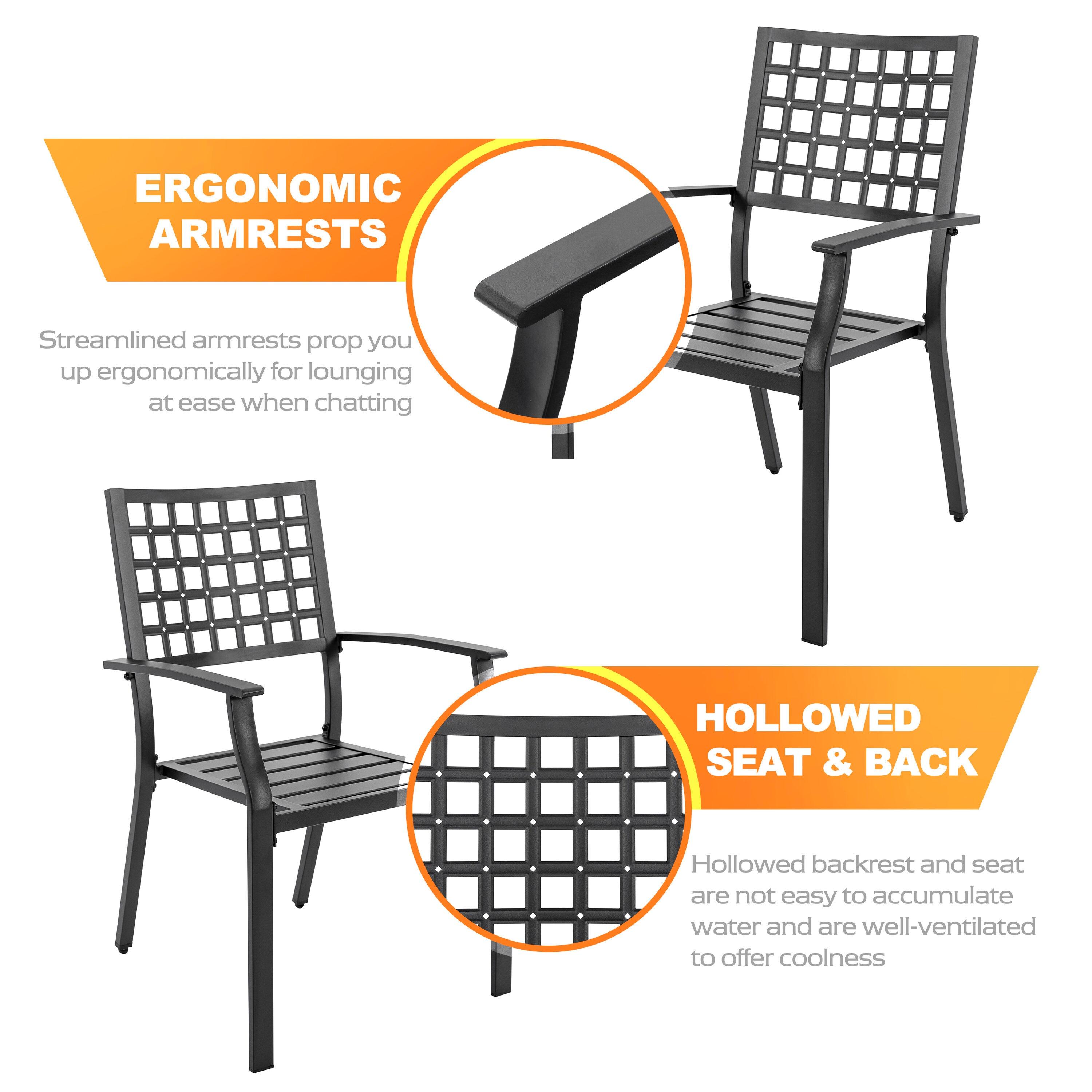 Nuu Garden Outdoor 7-Piece Iron Dining Set with 1.77'' Umbrella Hole