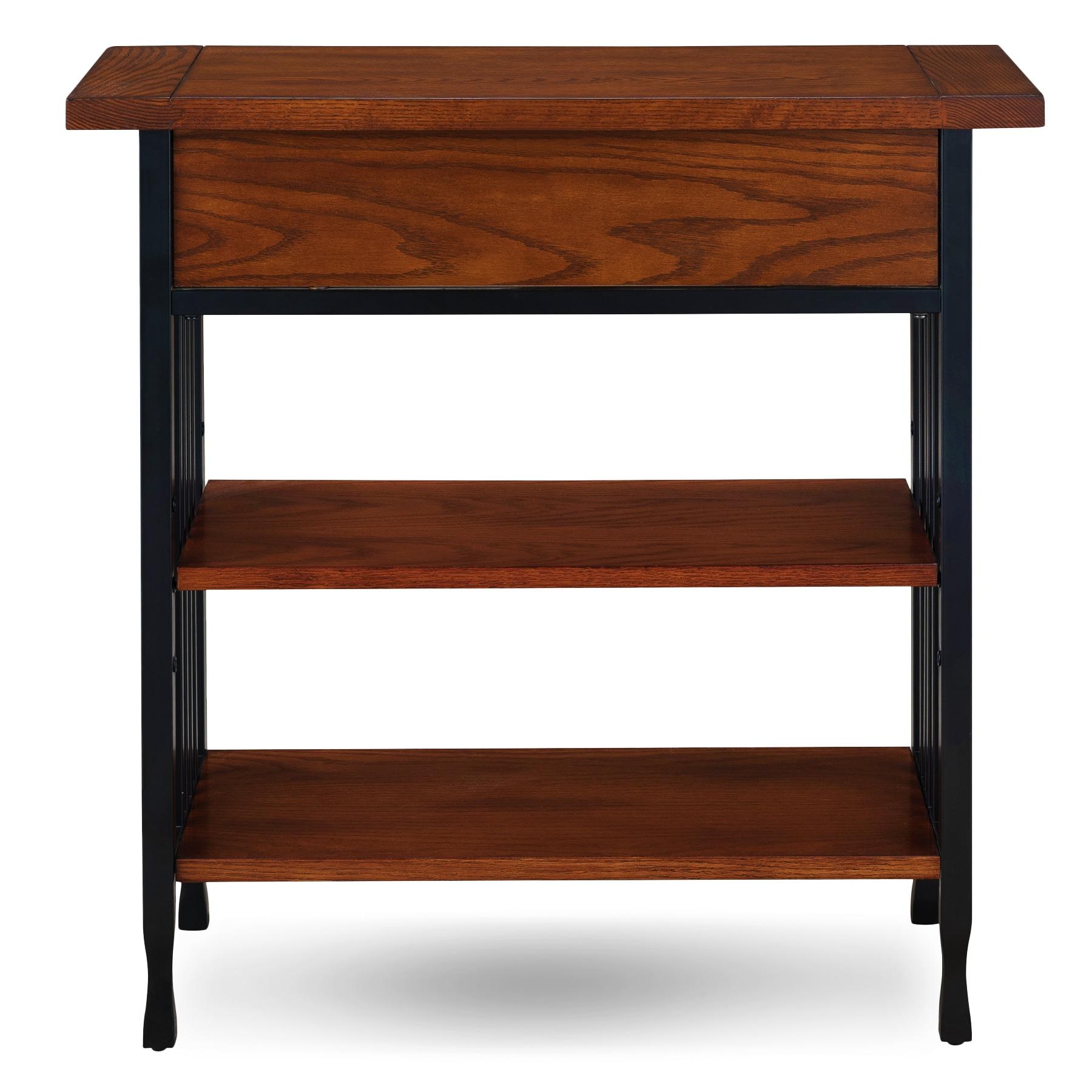 Leick Home 11261 Ironcraft Rustic Foyer Bookcase with Drawer Storage, Mission Oak and Black