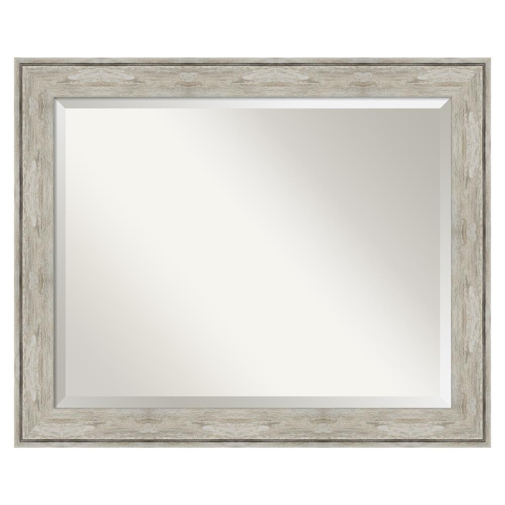 33" x 27" Crackled Framed Bathroom Vanity Wall Mirror Metallic - Amanti Art: Modern Rectangle, Beveled, No Assembly Required