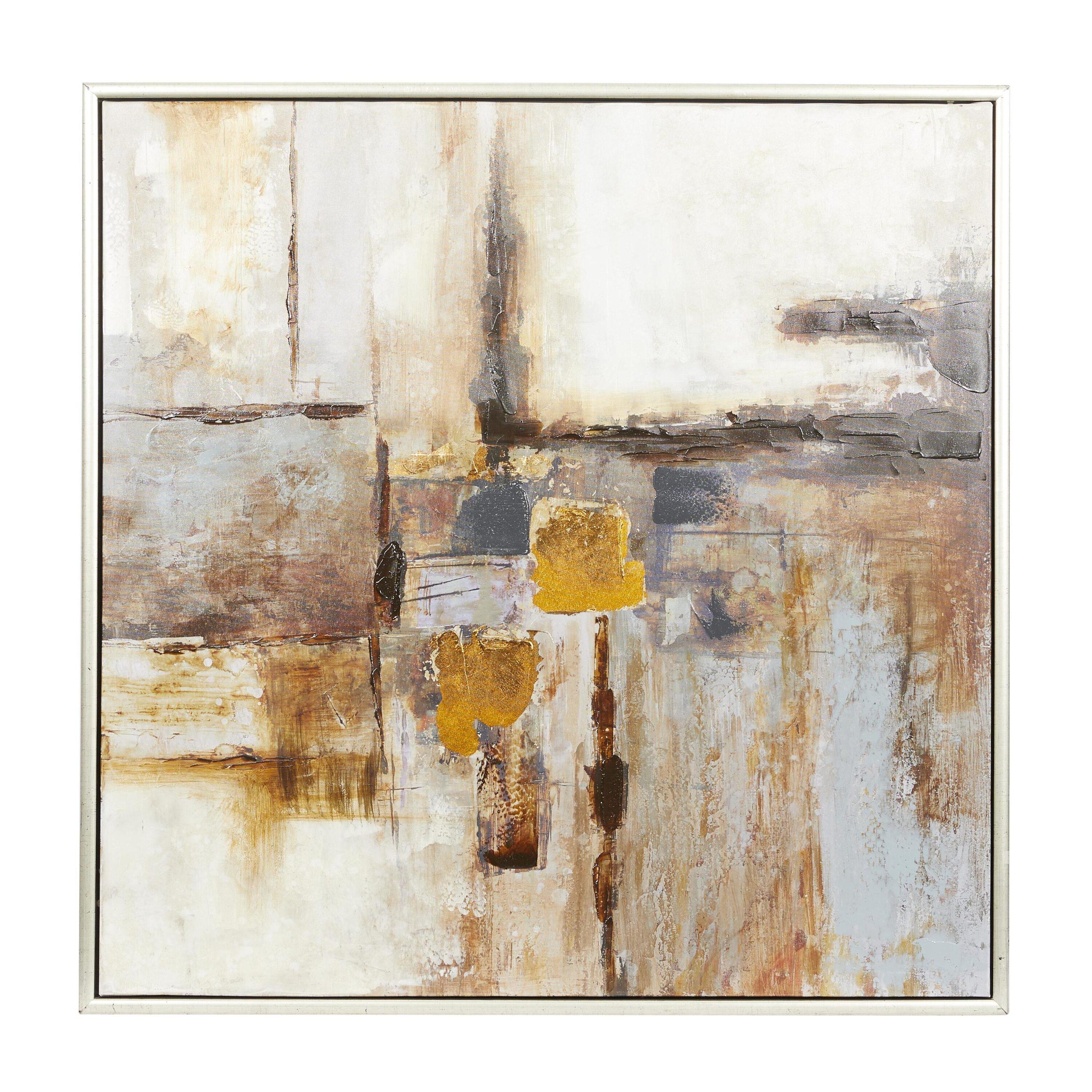 40" x 40" Abstract Framed Wall Art with Silver Frame, by DecMode