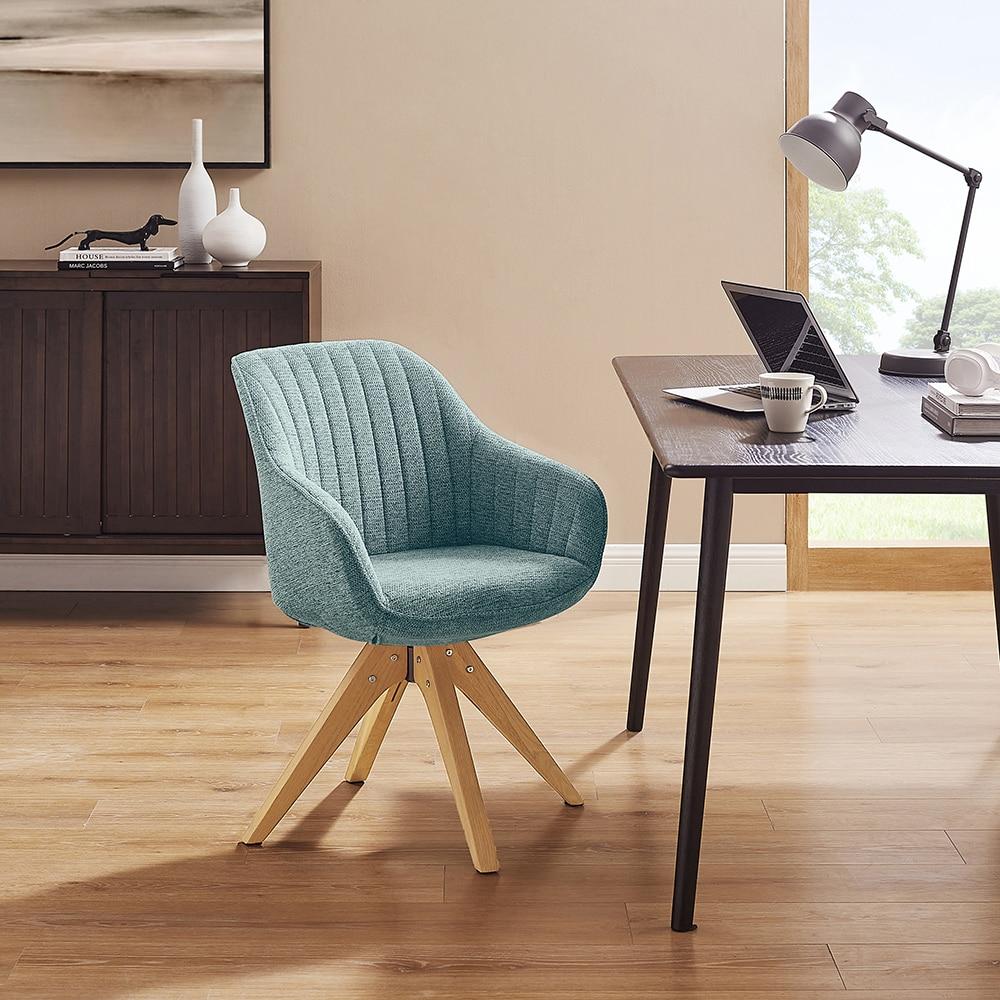 Art Leon Mid Century Accent Chair Fabric Swivel Beech Wood Legs, Light Blue