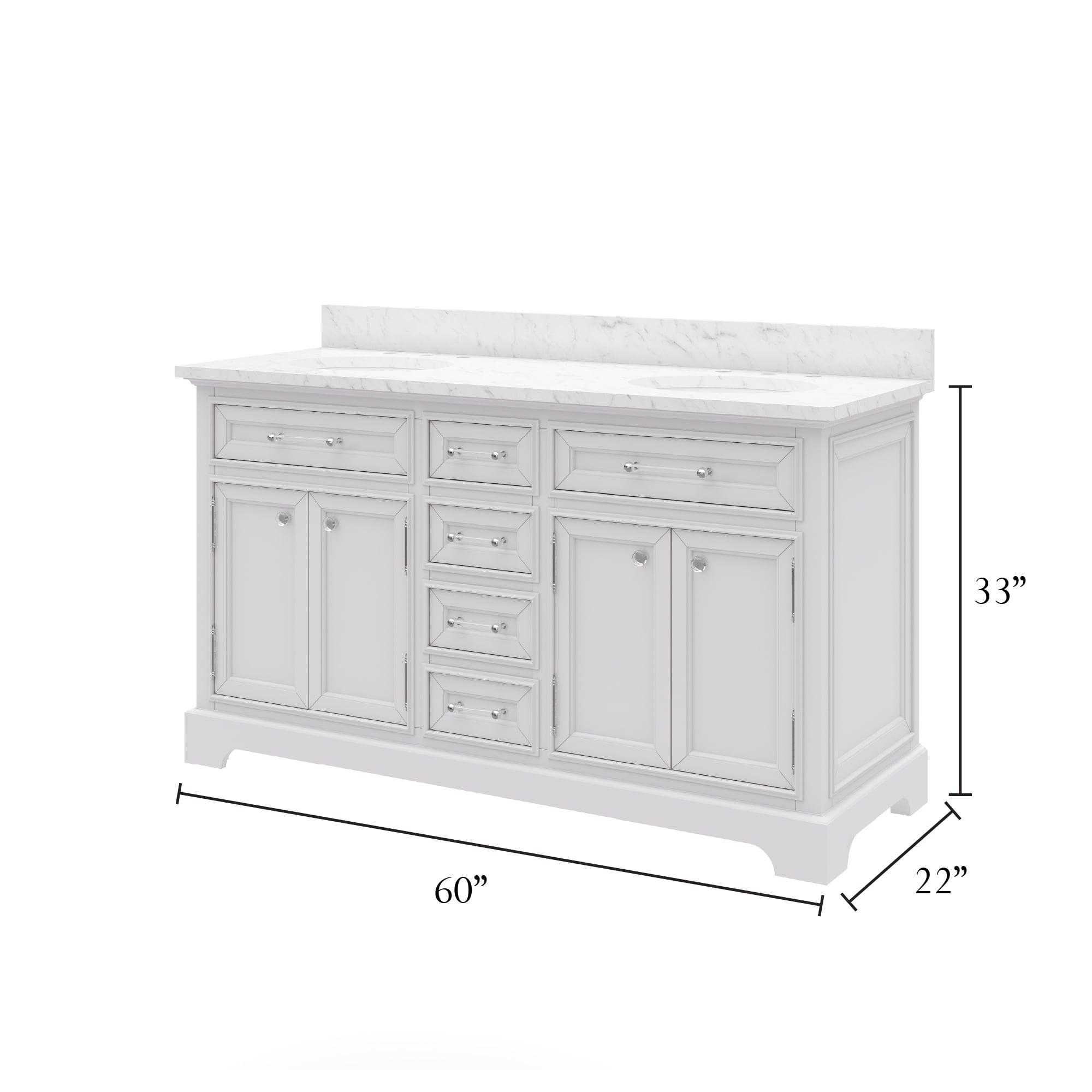 Water Creation Derby 60" Wood Double Bathroom Vanity in Pure White & Chrome