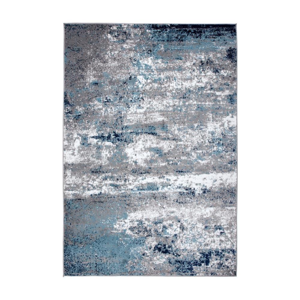 World Rug Gallery Distressed Abstract Watercolor Blue 5' x 7' Area Rug