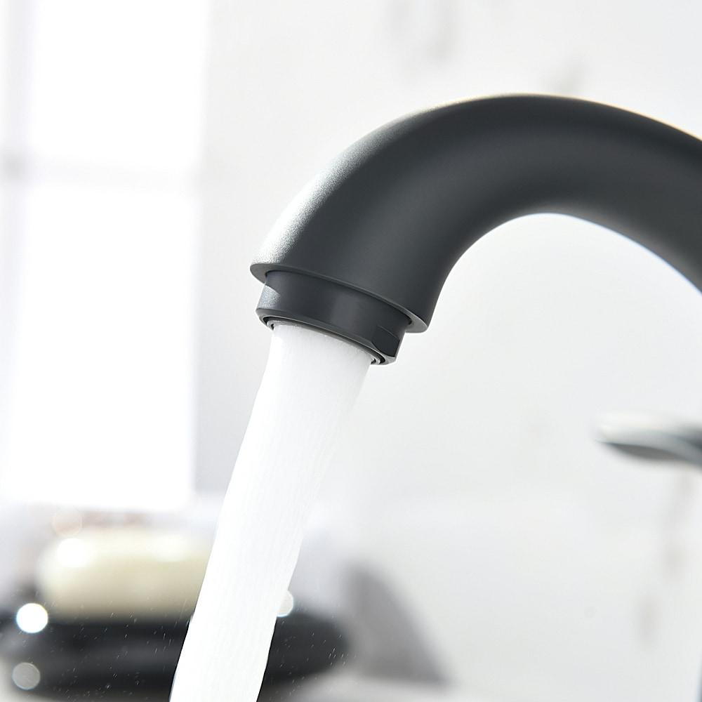 Phiestina 4 Inch 2 or 3 Holes 2 Handles Centerset Matte Black Lead-Free Bathroom Sink Faucet, Bathroom Faucet with Copper Pop Up Drain and Water Supply Lines, BF008-5-MB