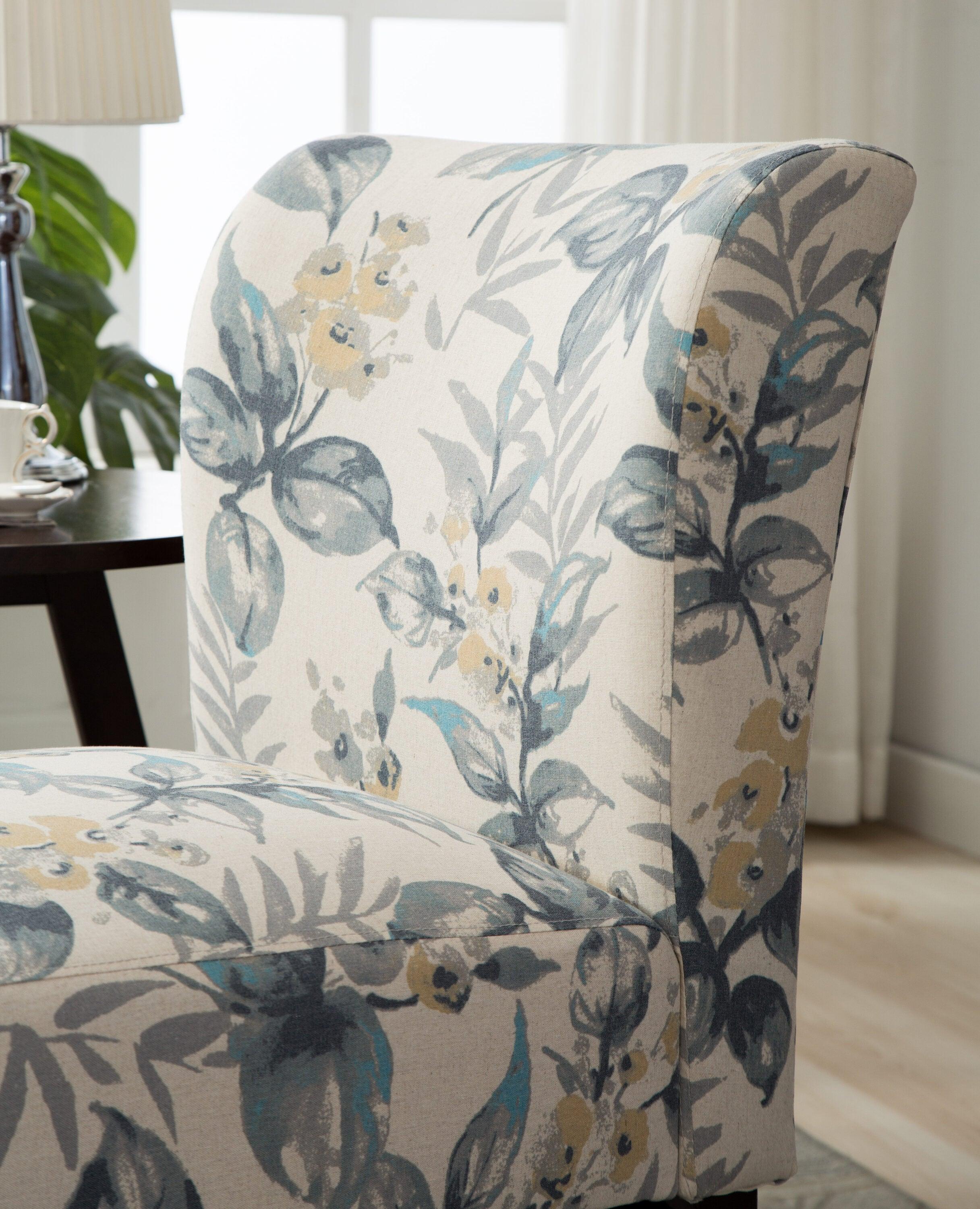 Roundhill Furniture Capa Fabric Armless Contemporary Accent Chair Blue Leaves