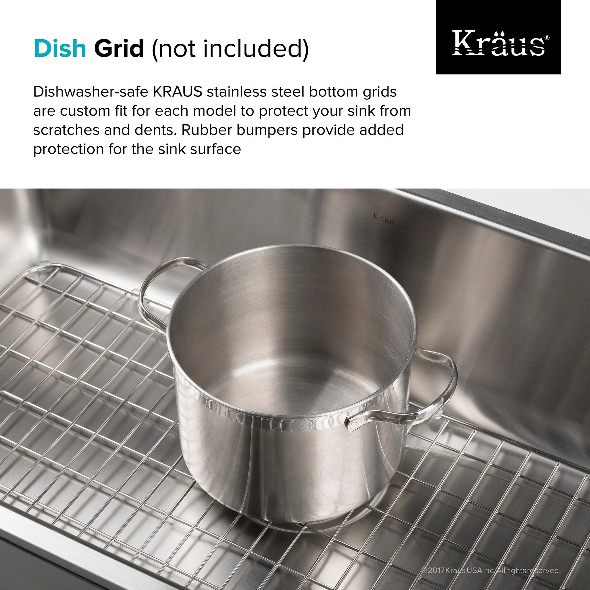 Dex™️ Series KRAUS 25-inch L Undermount Single Bowl TRU16 Gauge Stainless Steel Kitchen Sink with DrainAssure WaterWay