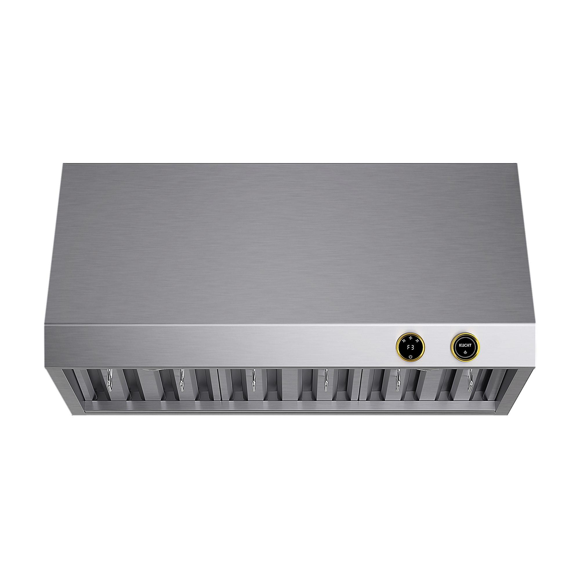 36 in. 900 CFM Ducted Under Cabinet Range Hood in Stainless Steel with Gold Accents and Digital Controls