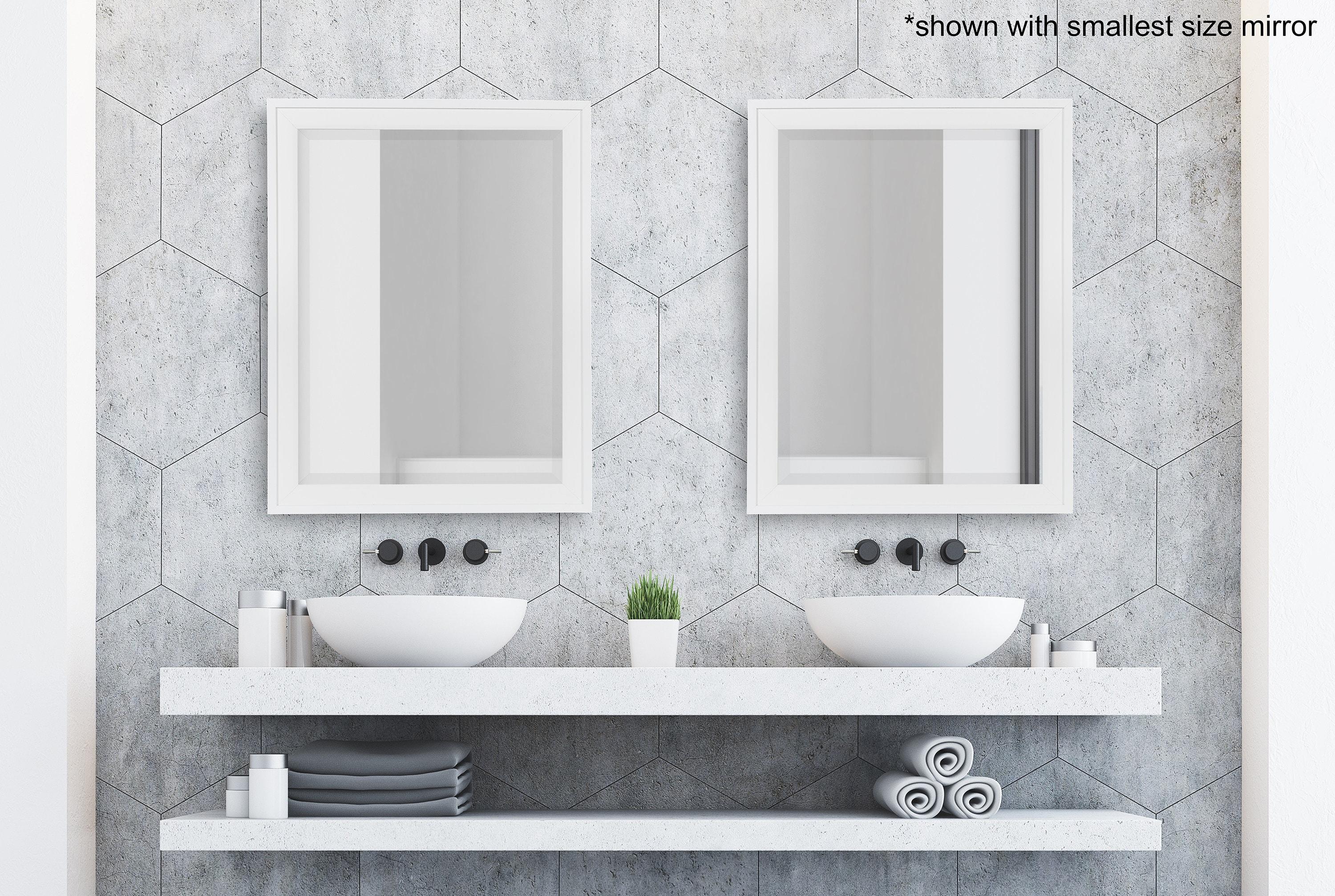 27.5" x 39.5" Bosc Rectangle Wall Mirror White - DesignOvation: Polystyrene Frame, No Assembly Required