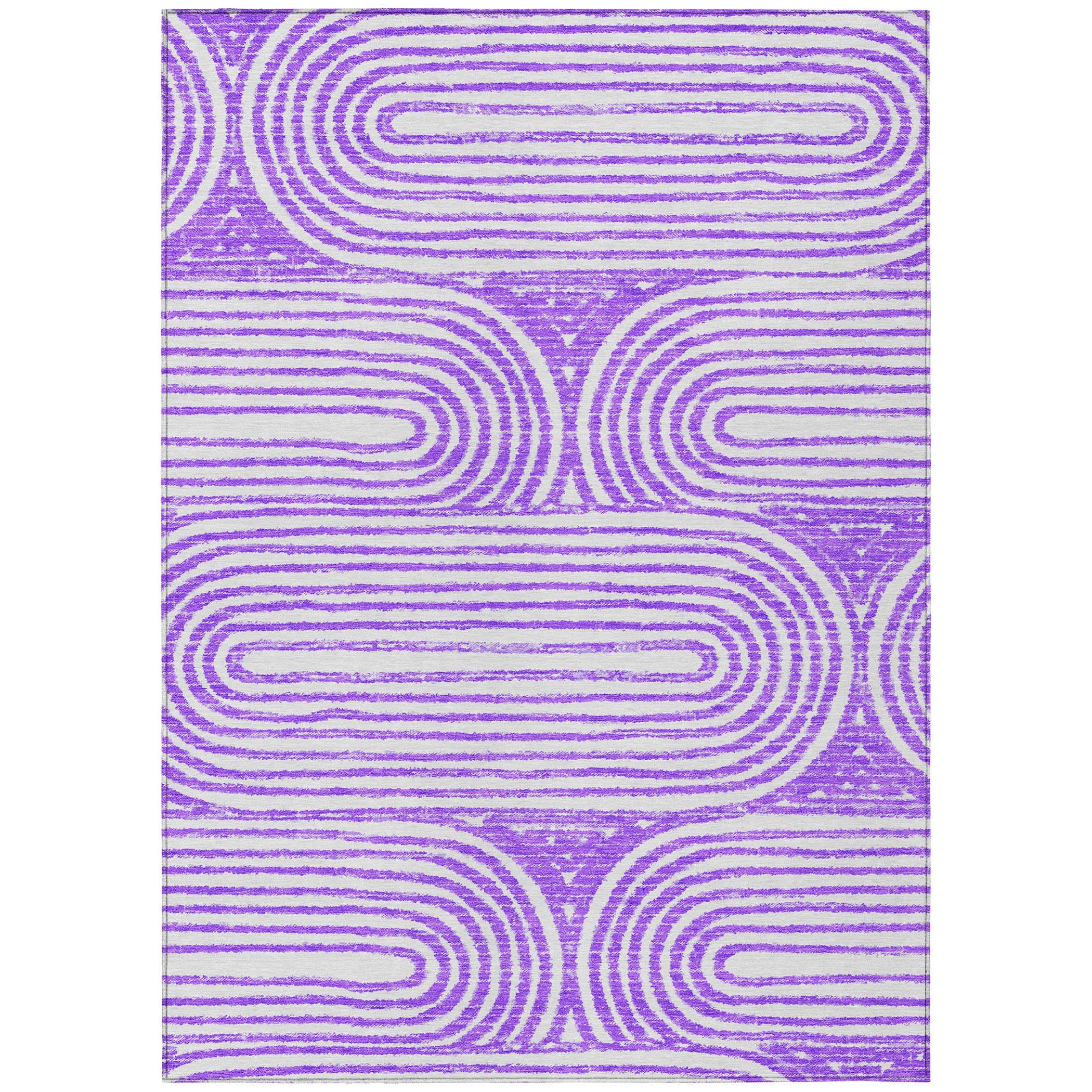 Purple Abstract Synthetic Reversible 3' x 5' Area Rug