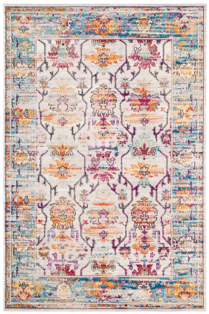 Crystal CRS518 Power Loomed Area Rug - Cream/Teal - 5'x8' - Safavieh.