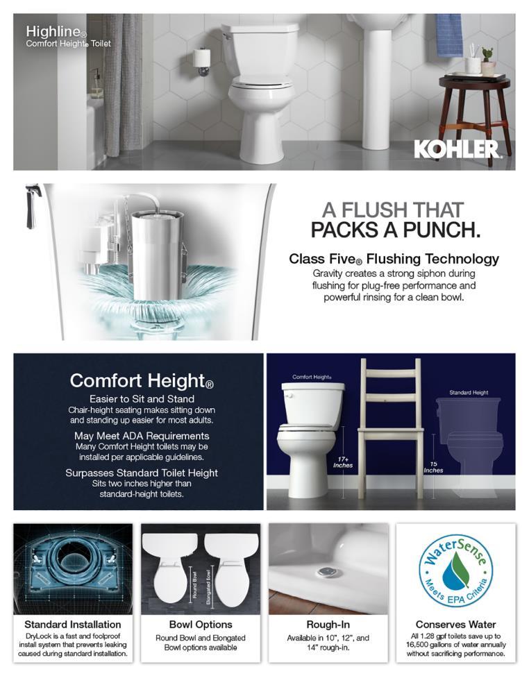 Highline Two-Piece Elongated 1.6 GPF Toilet with Pressure Lite Flush and Left-Hand Trip Lever