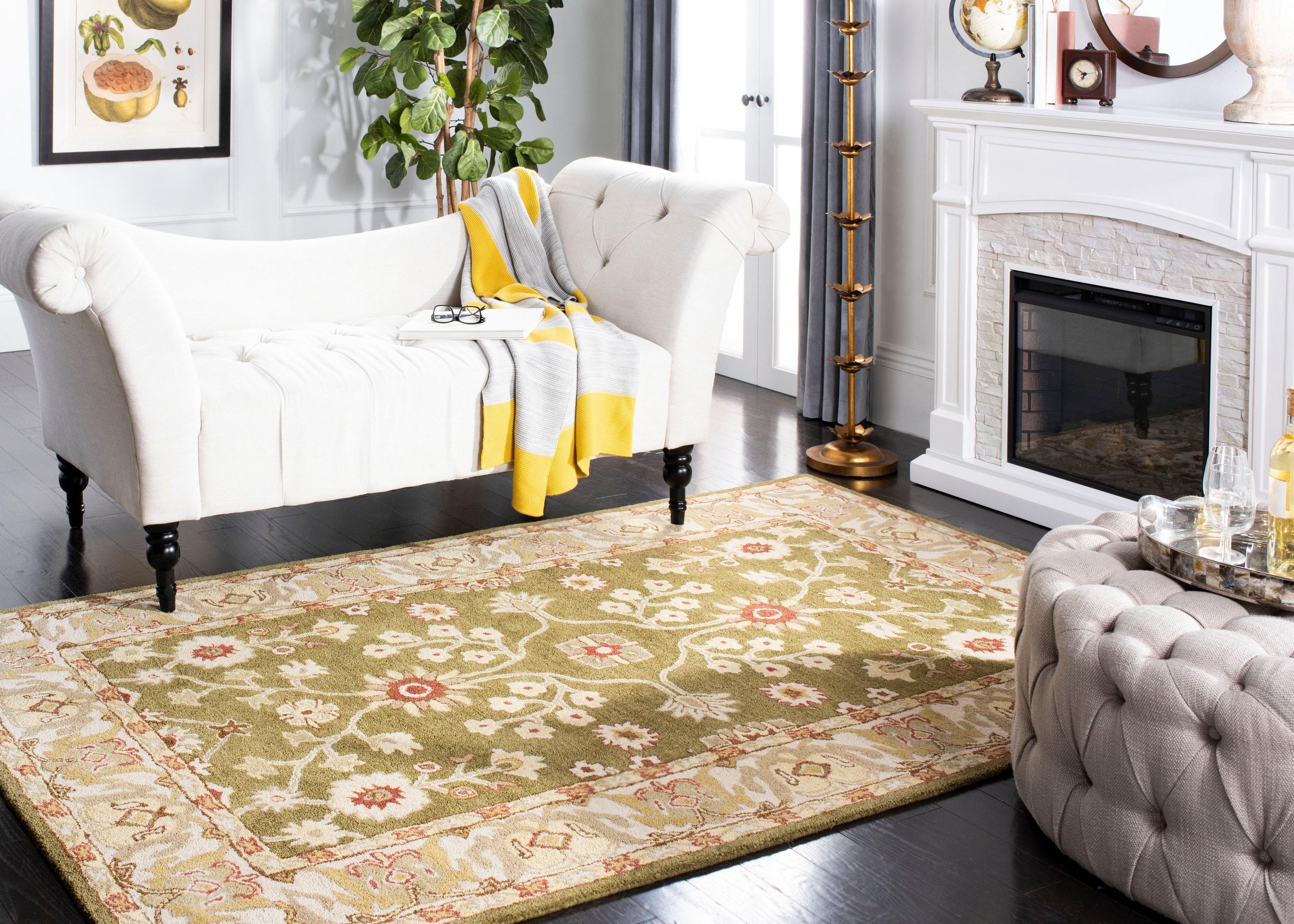 Anatolia AN562 Hand Tufted Indoor Area Rug - Moss/Ivory - 4'x6' - Safavieh