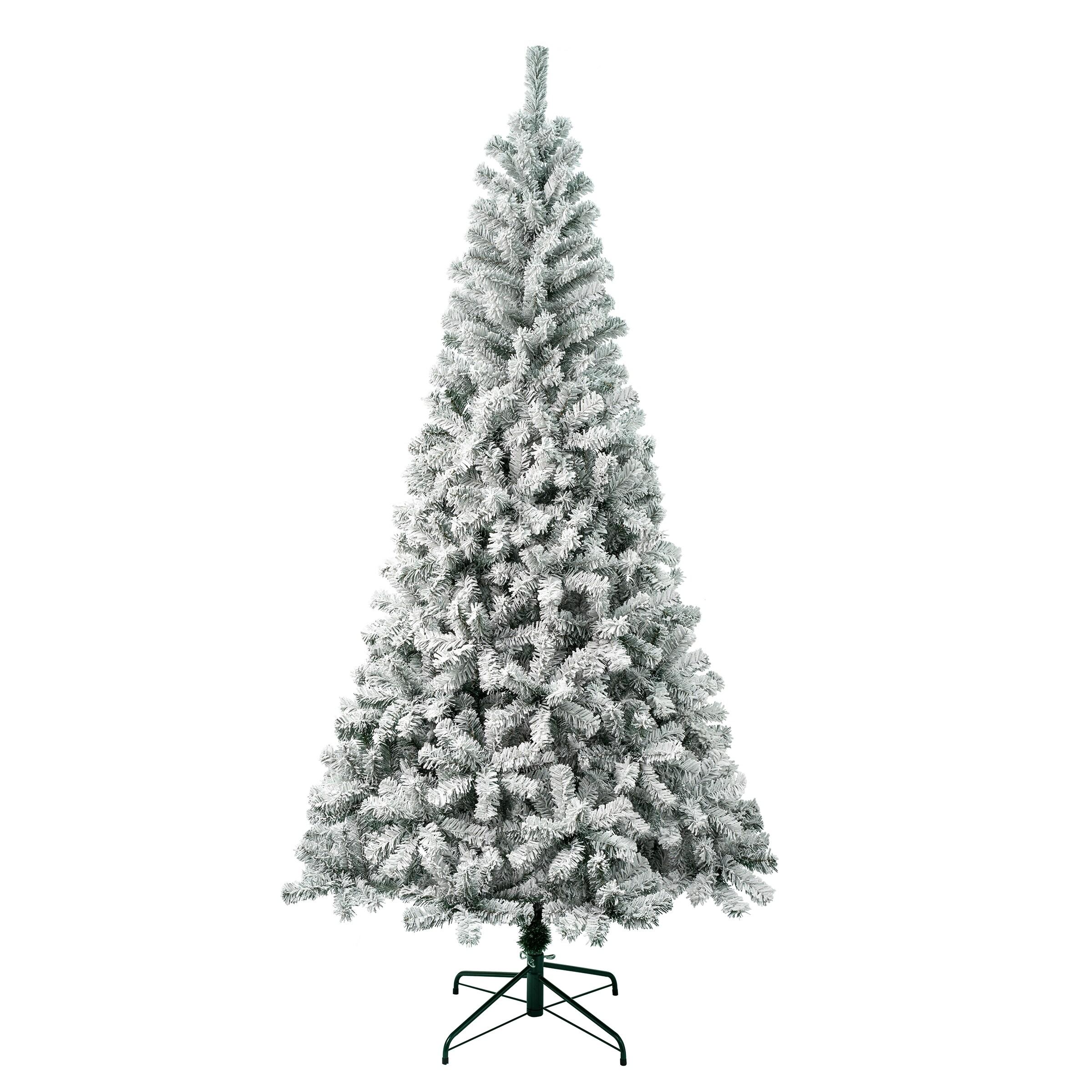 National Tree Company First Traditions 7.5' Unlit Flocked Full Acacia Hinged Artificial Christmas Tree: Indoor Corner Display