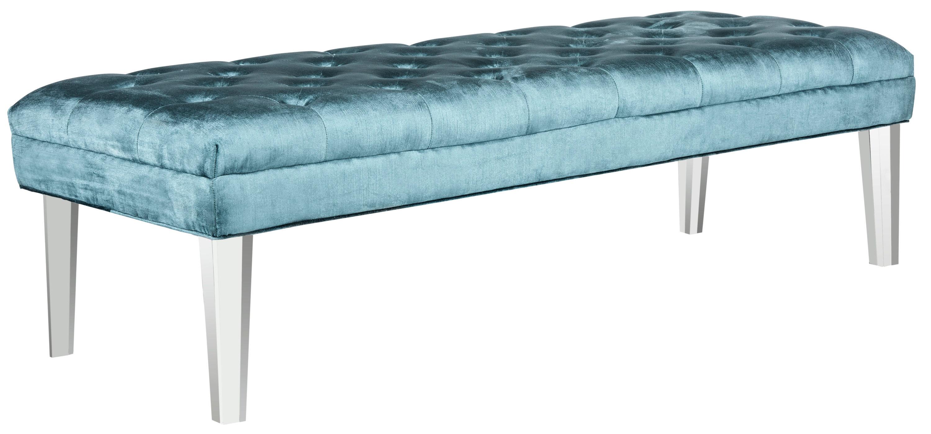 Abrosia Tufted Bench - Cyan - Safavieh