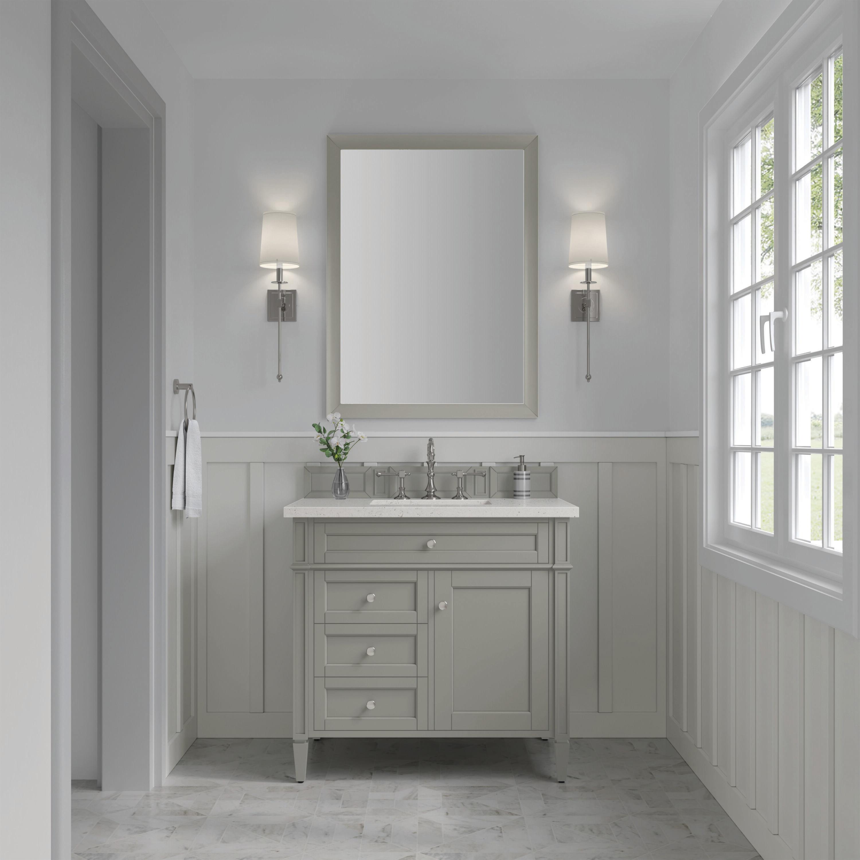 Urban Gray Solid Wood Single Vanity with Porcelain Sink