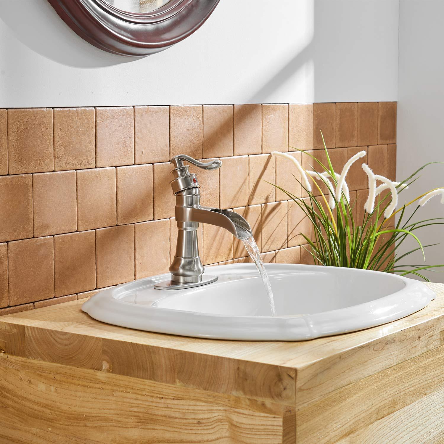 BWE Single Hole Single-Handle Low-Arc Bathroom Faucet in Brushed Nickel