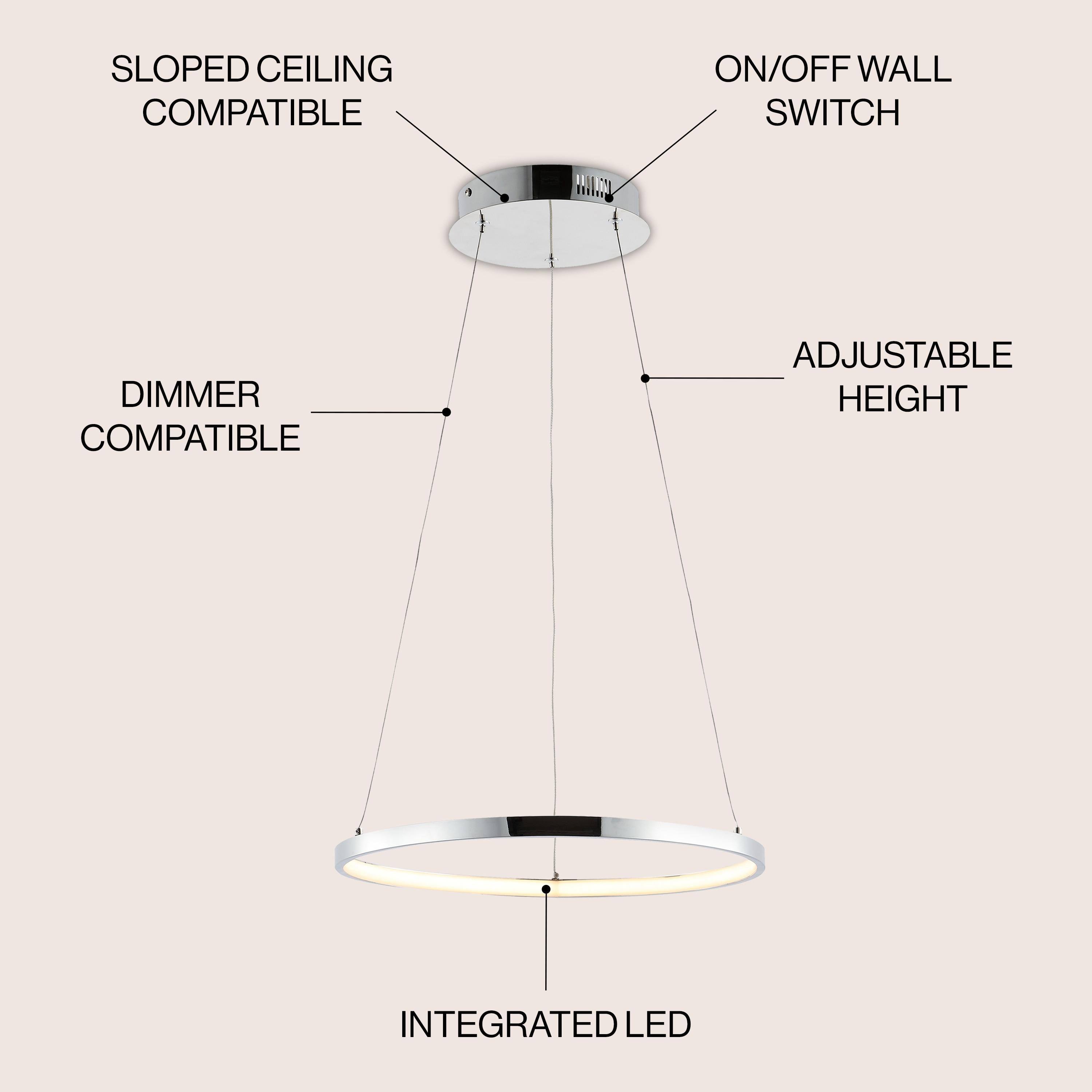 Bradley 15.75" Chrome Modern LED Round Pendant Light