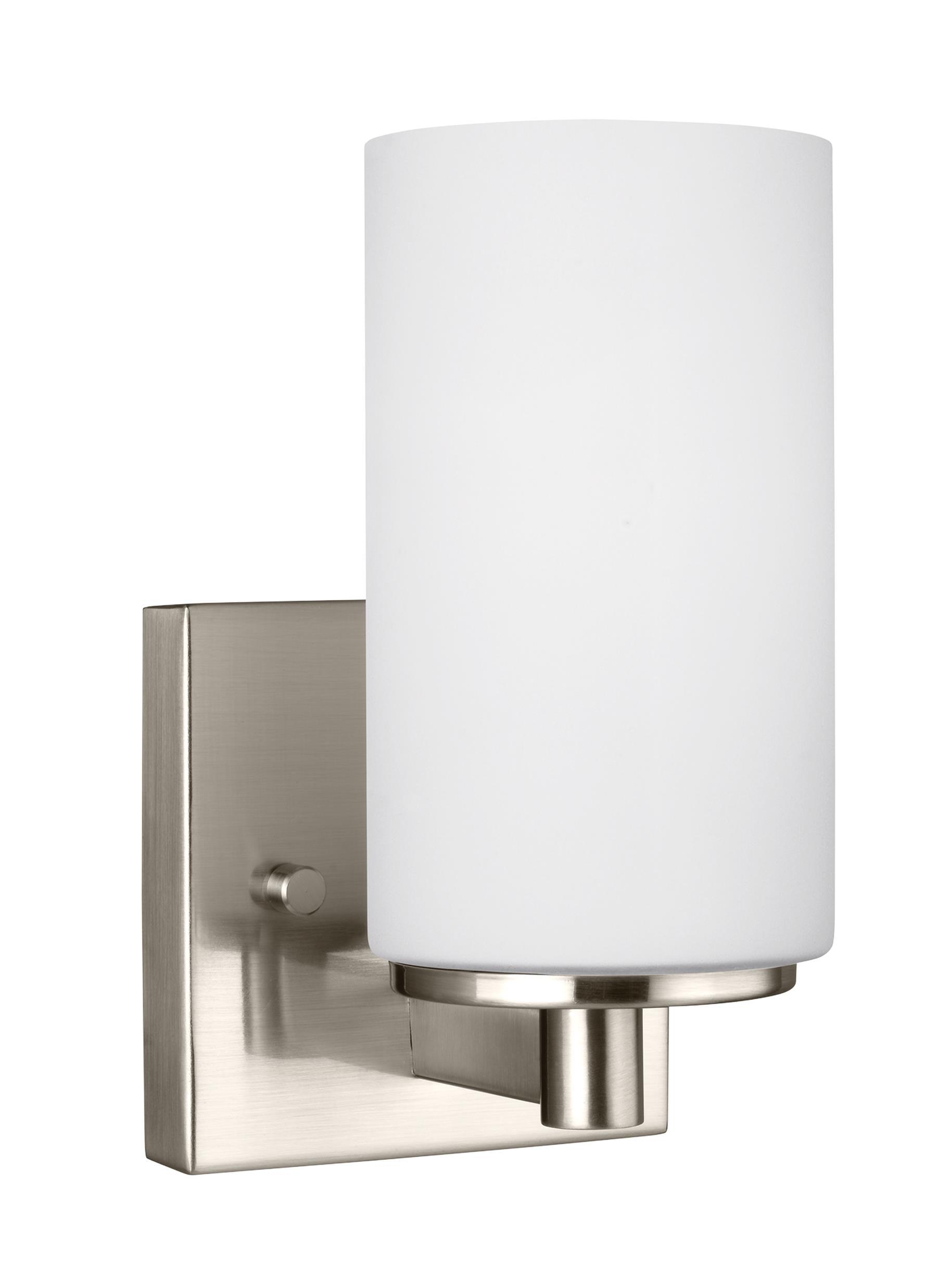 Brushed Nickel 1-Light LED Wall Sconce with Etched Glass Shade