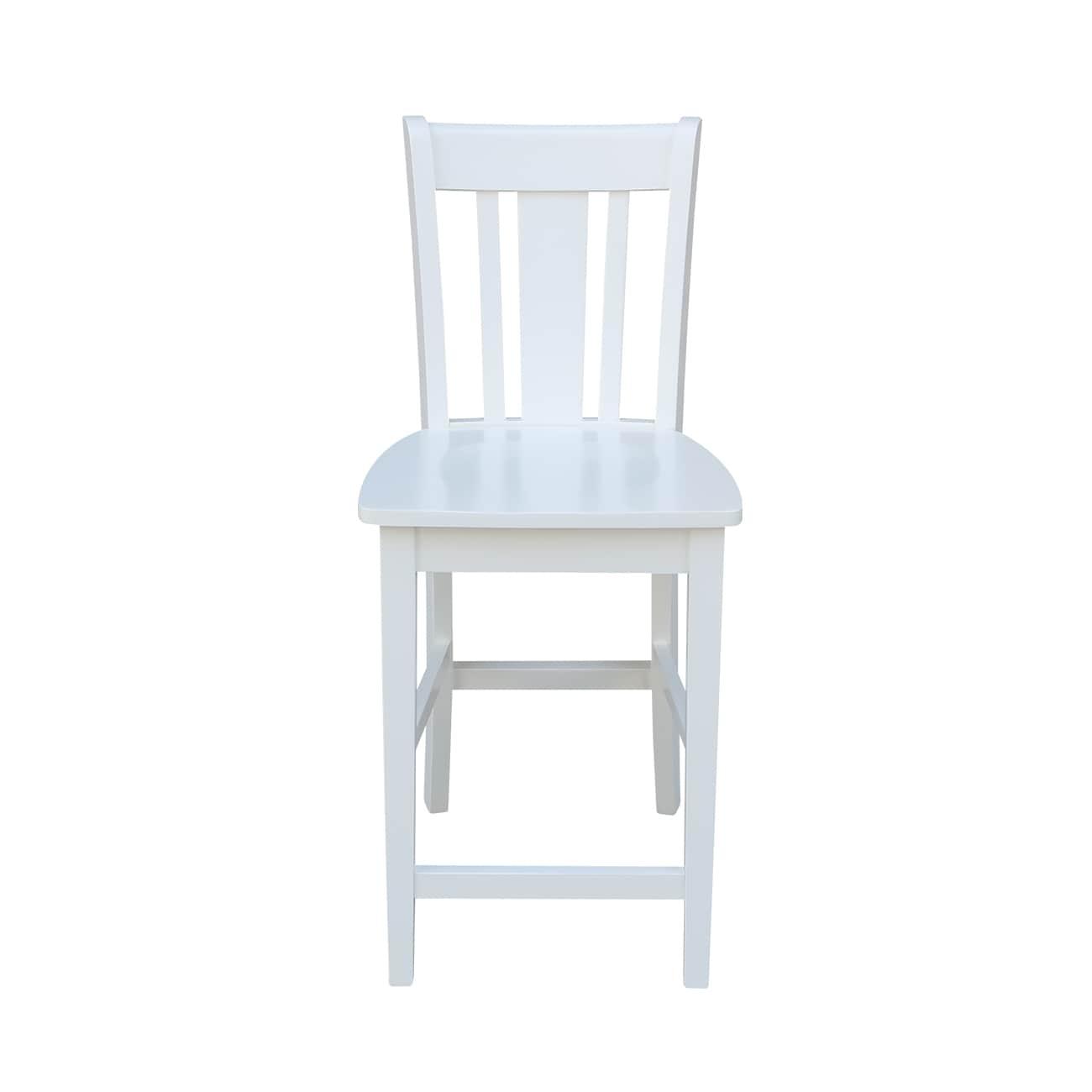 24" San Remo Counter Height Barstool Off White - International Concepts: Solid Wood, Slat Back