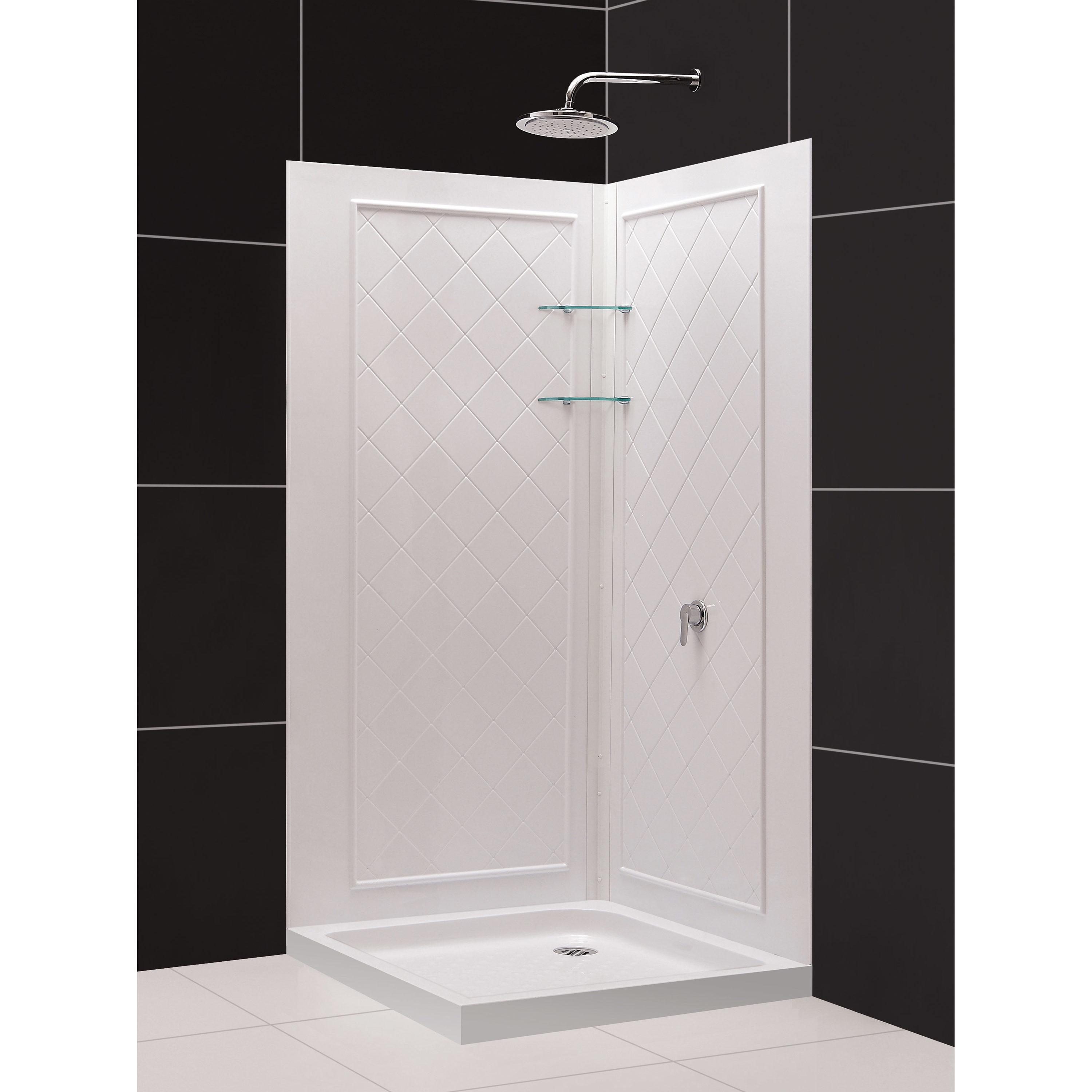 SlimLine 36" W x 76.75" H Framed Square Shower Stall and Base Included