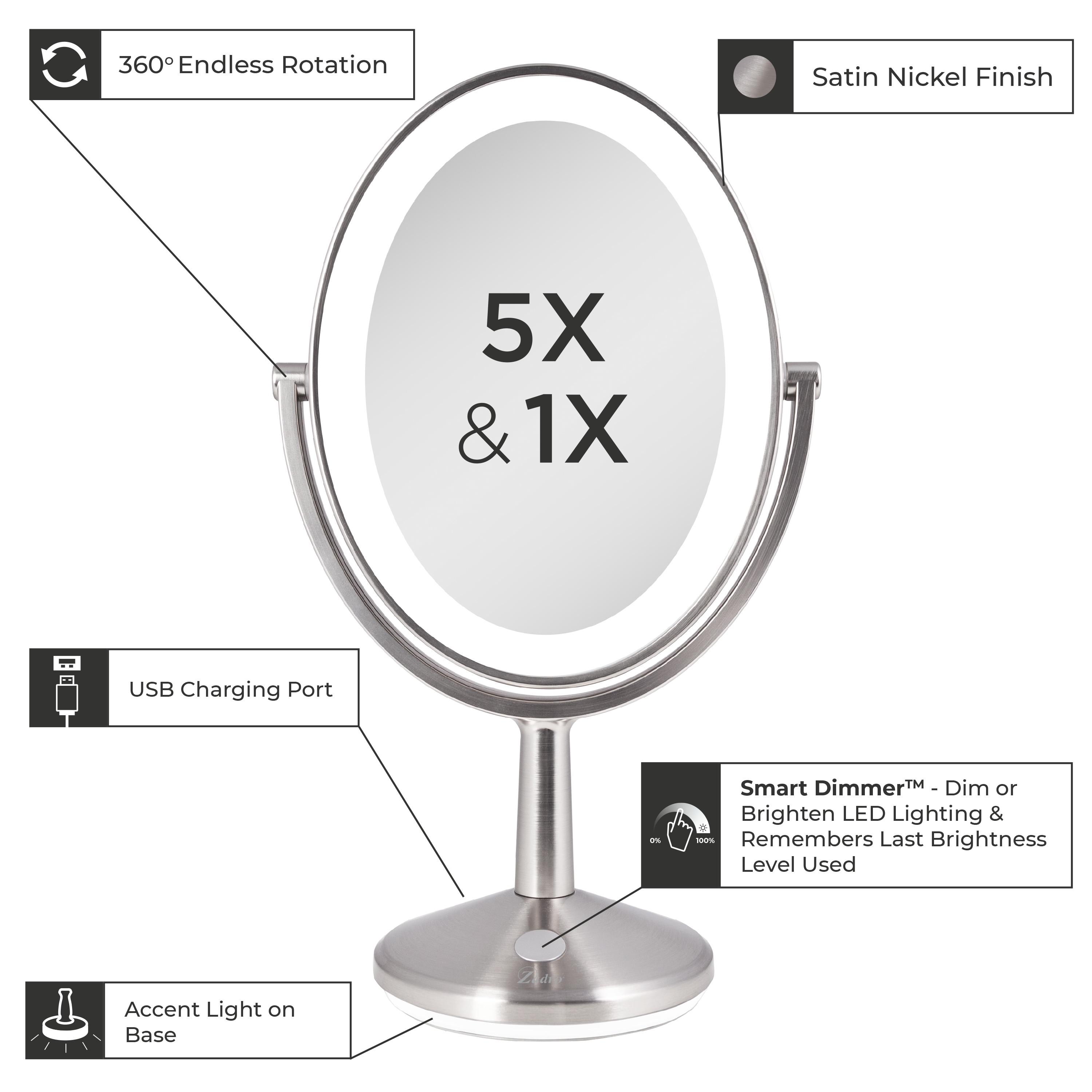Zadro Newport LED Lighted Makeup Mirrors w/ Magnification & Touch Pad