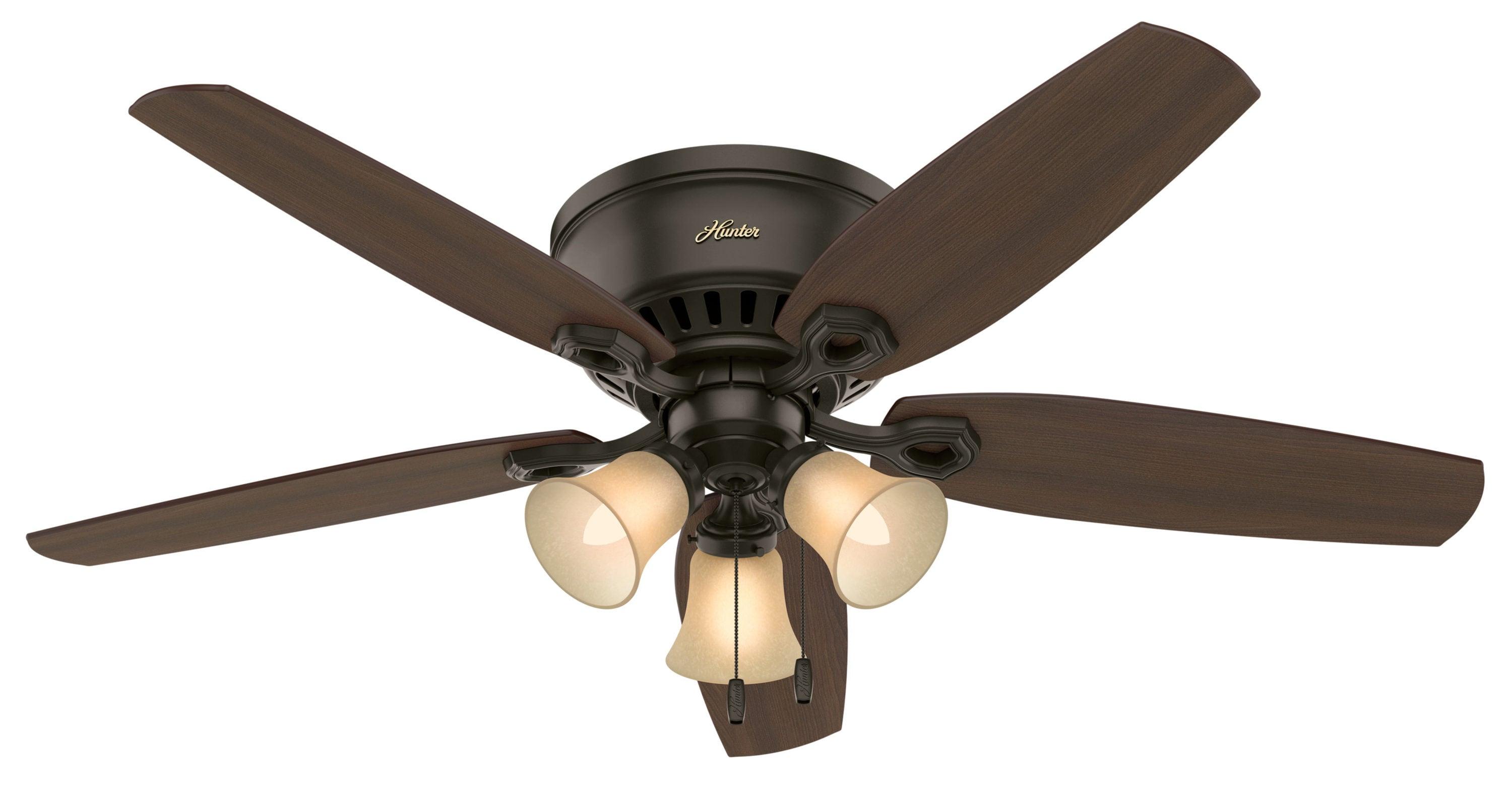 Builder Low Profile 52" 5 - Blade Flush Mount Ceiling Fan with Lights and Pull Chains