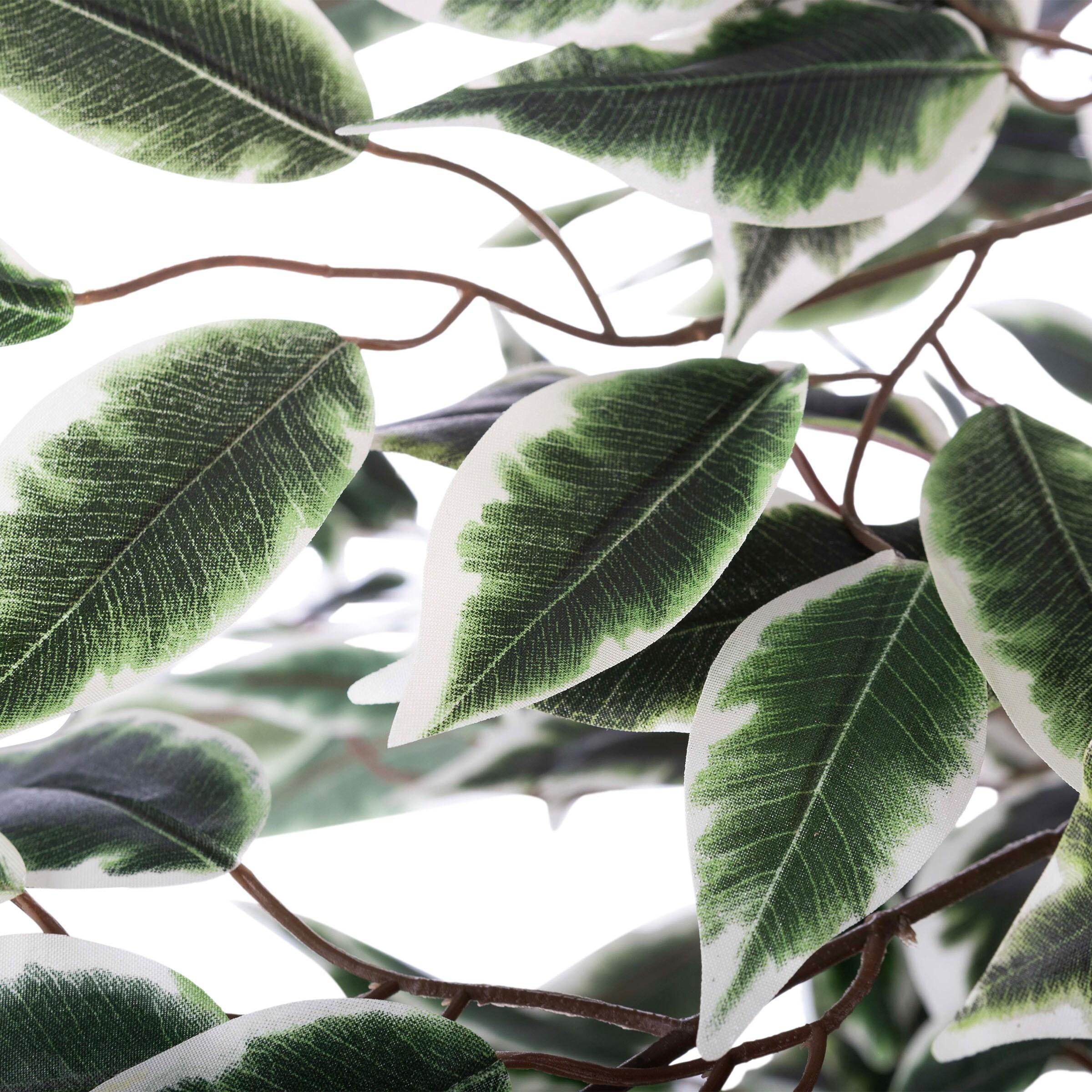 Nature Spring 5 ft Ficus Artificial Tree - Fake Plant with Variegated Leaves and Natural Trunk - Topiary Decor for Indoor or Outdoor