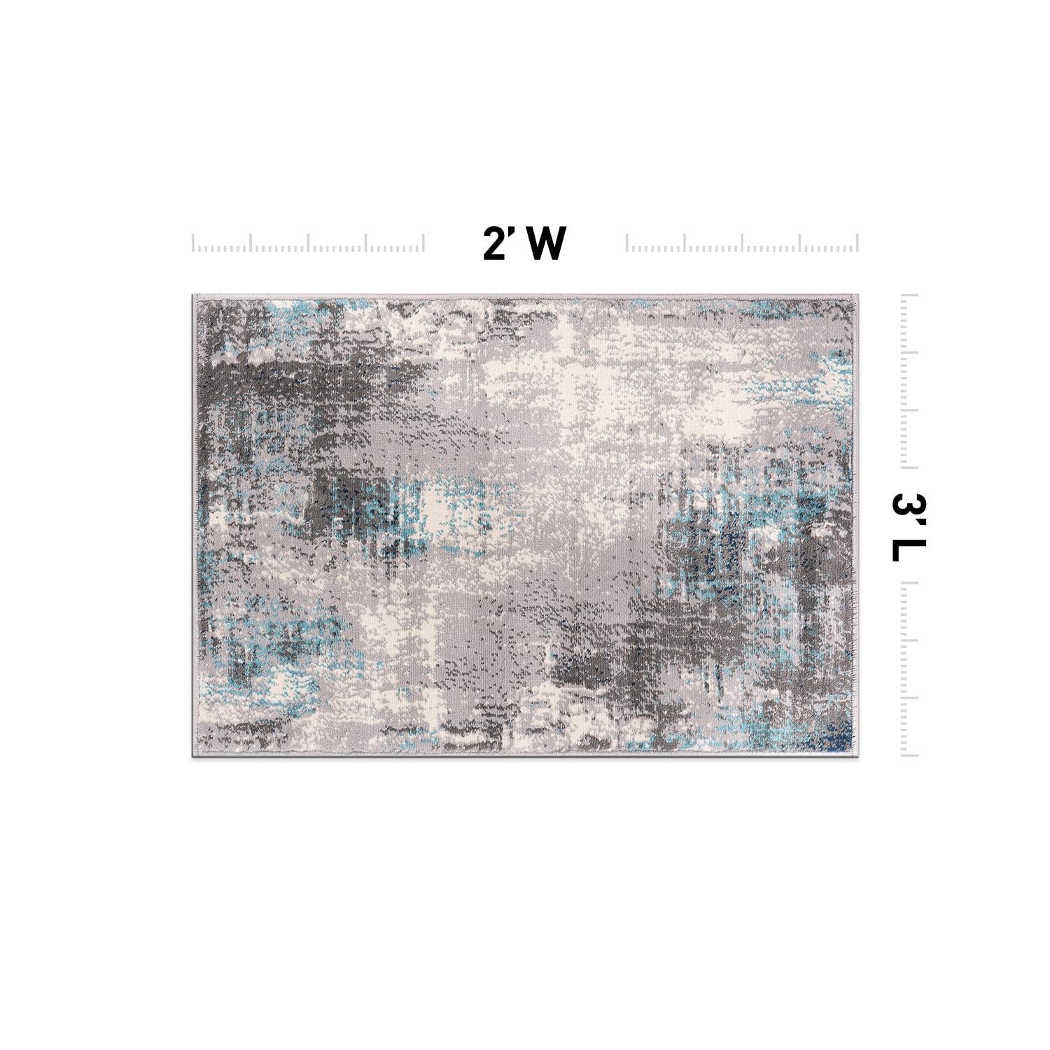 World Rug Gallery Dublin Contemporary Abstract Area Rug - Blue 2'x3':  Stain & Fade-Resistant,  Low Pile,  Indoor Use