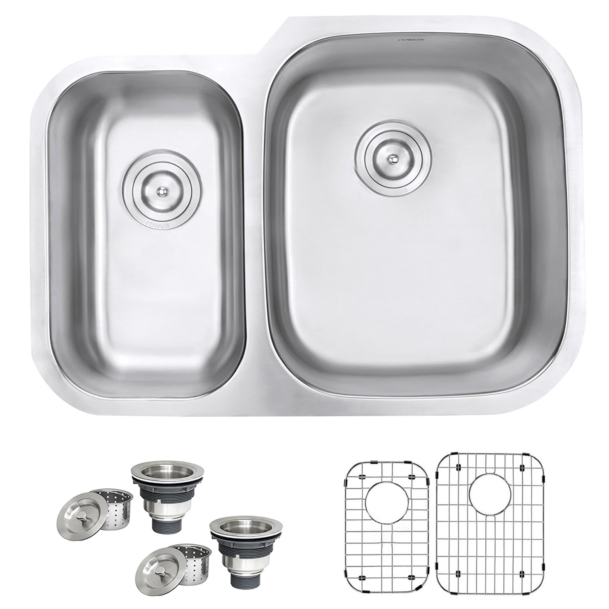 Ruvati 29-inch Undermount 40/60 Double Bowl 16 Gauge Stainless Steel Kitchen Sink