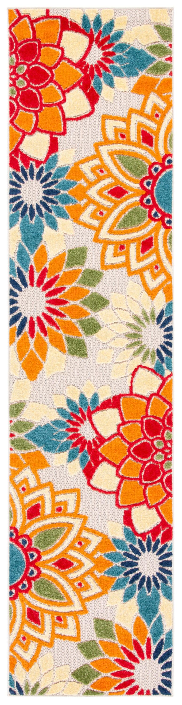 Cabana CBN328 Loomed Indoor Runner Rug - Ivory/Orange - 2'2"x11' - Safavieh