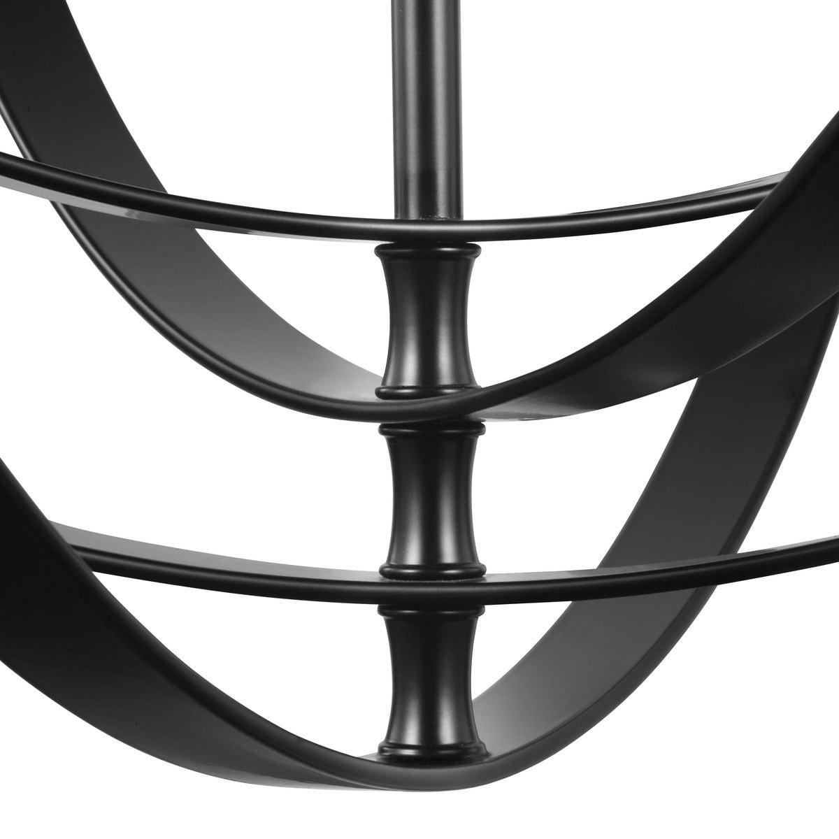 Progress Lighting Equinox 6-Light Chandelier Pendant, Steel, Black Finish, Armillary Sphere Design, Polished Chrome Shade
