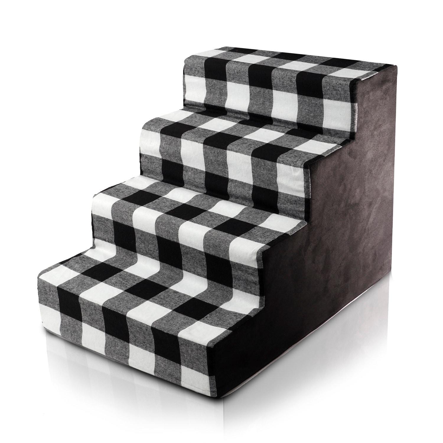 High Density Plaid Foam 4 Steps Pet Dog Stairs