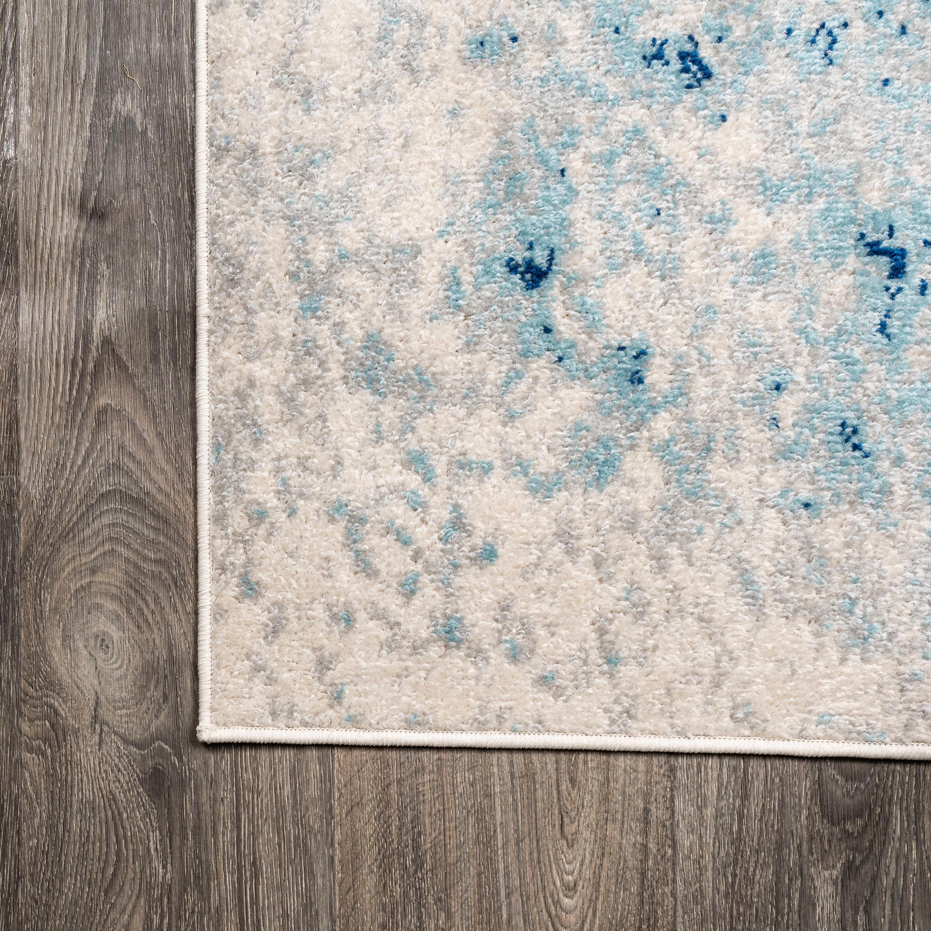 JONATHAN Y Dune Modern Abstract Cream/Blue 2 ft. x 8 ft. Runner Rug