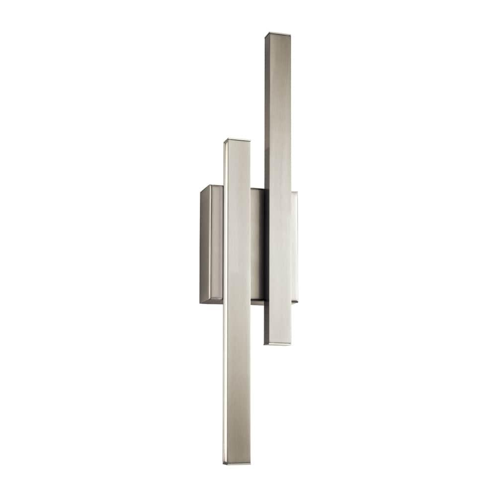 Brushed Nickel Geometric LED Sconce with Etched Acrylic Shade