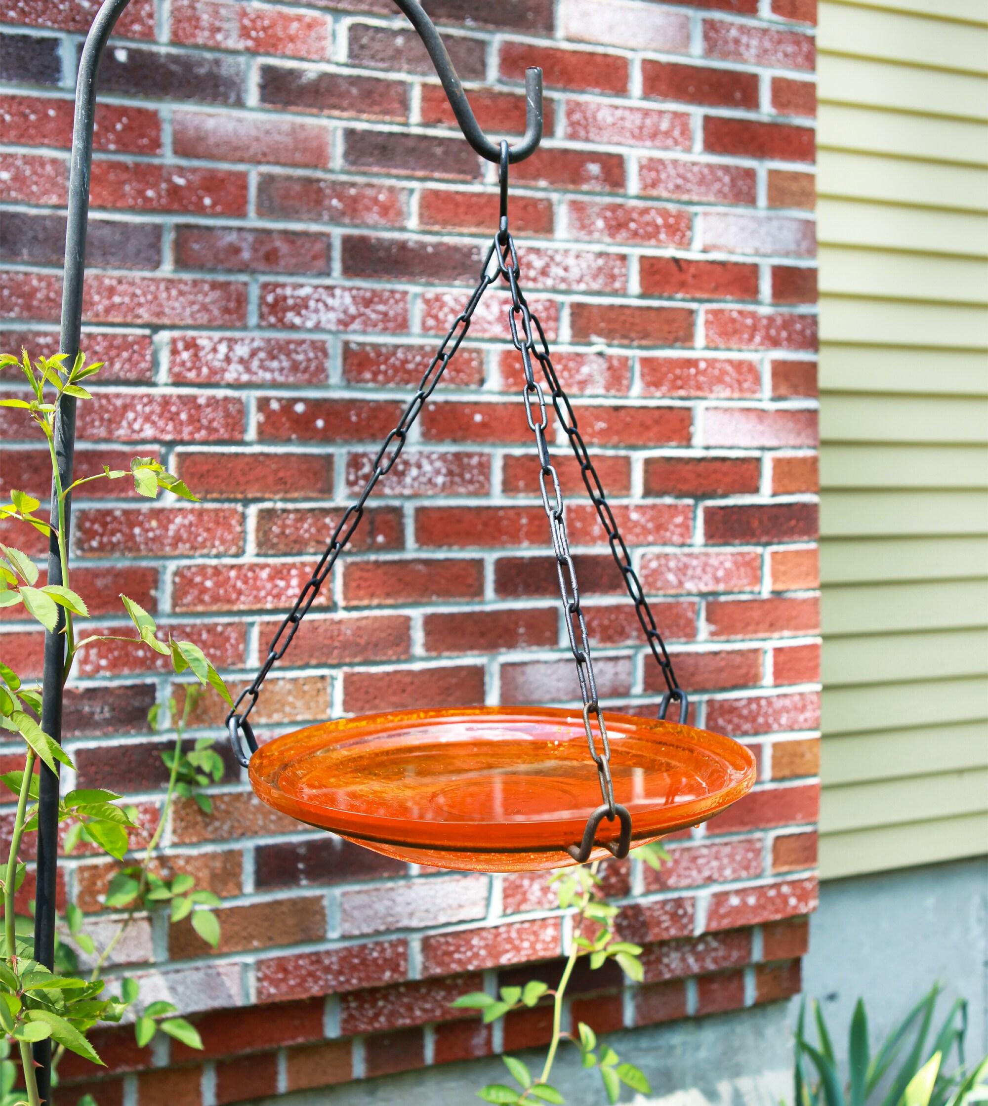 Crackle Glass Hanging Birdbath, 14-in