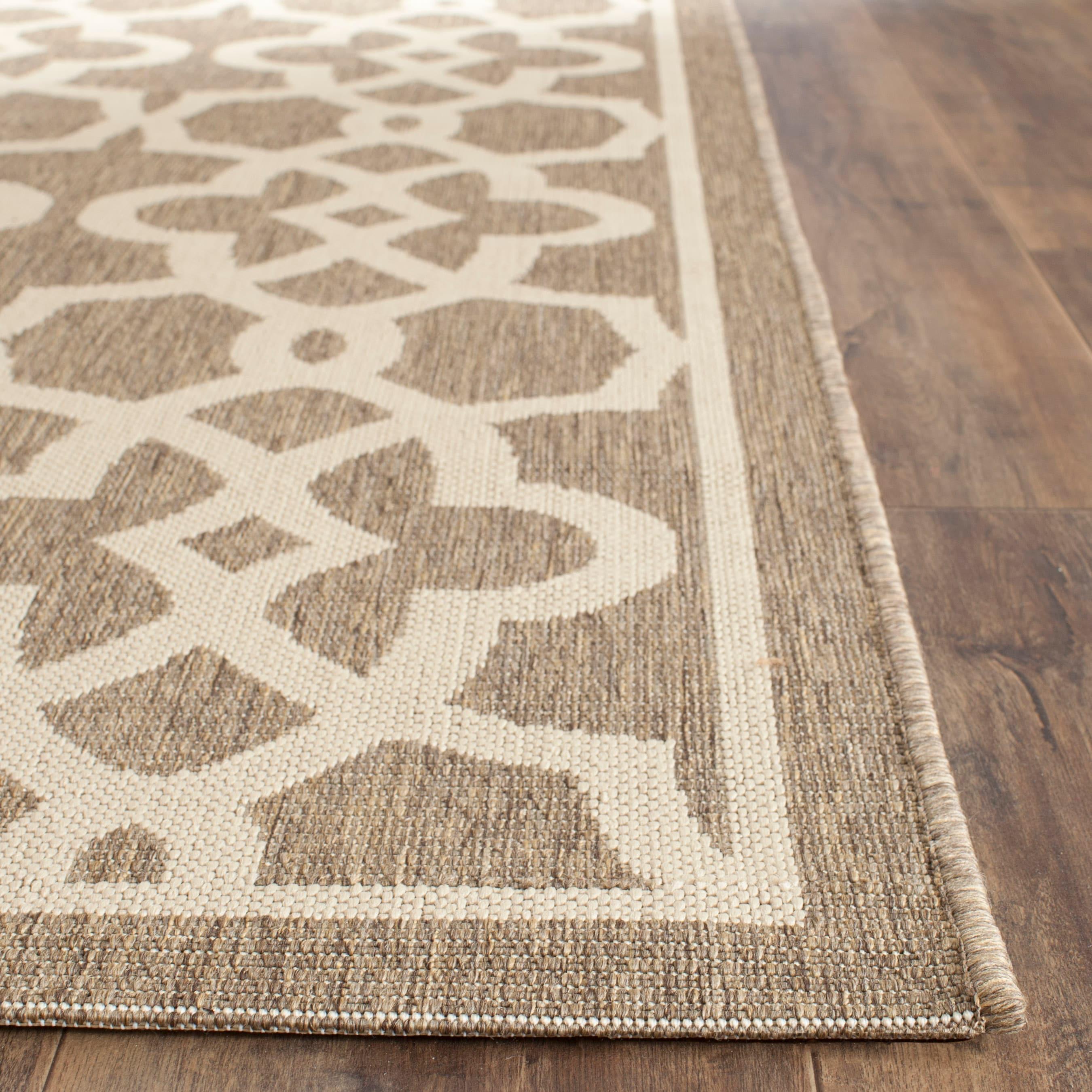 Courtyard CY6071 Power Loomed Indoor and Outdoor Area Rug - Mocha/Beige - 5'3"x7'7" - Safavieh