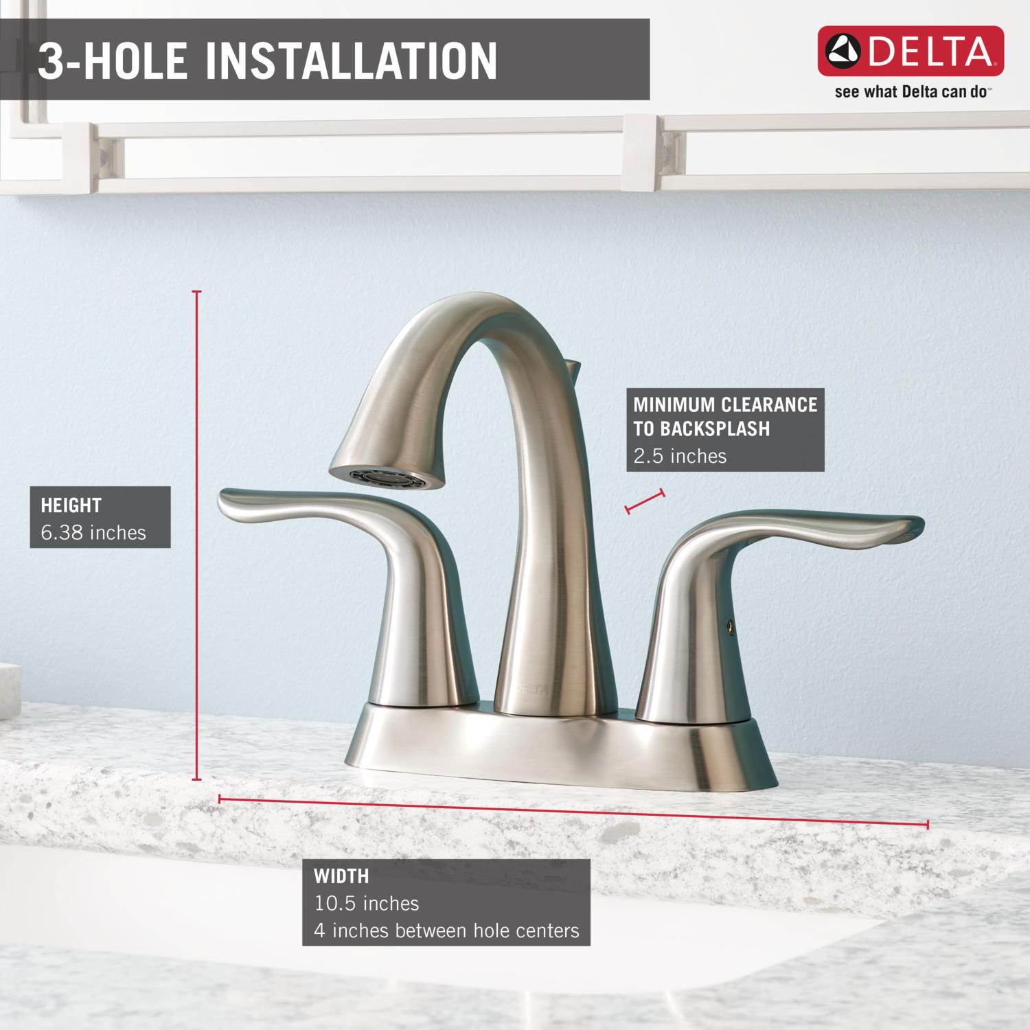Lahara Centerset Bathroom Faucet with Drain Assembly, 2-handle Bathroom Sink Faucet