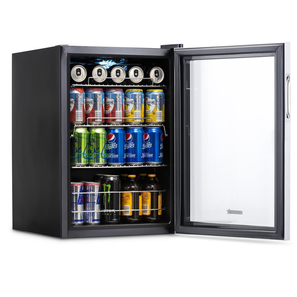Newair 90 Can Freestanding Beverage Fridge in Stainless Steel, Compact with Adjustable Shelves