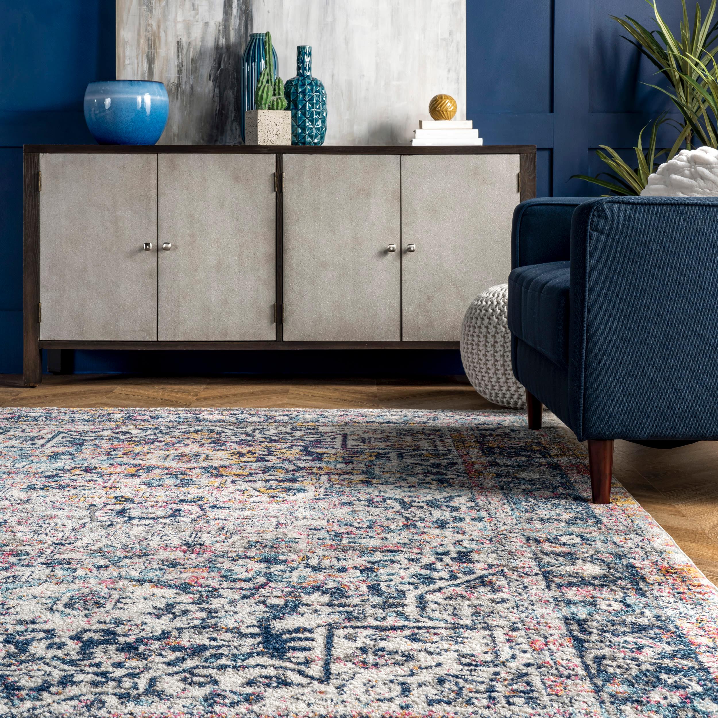 Nuloom Lilah Medallion 2x3 Accent Indoor Area Rug for Living Room Bedroom Dining Room Entryway Kitchen, Blue/Multicolor