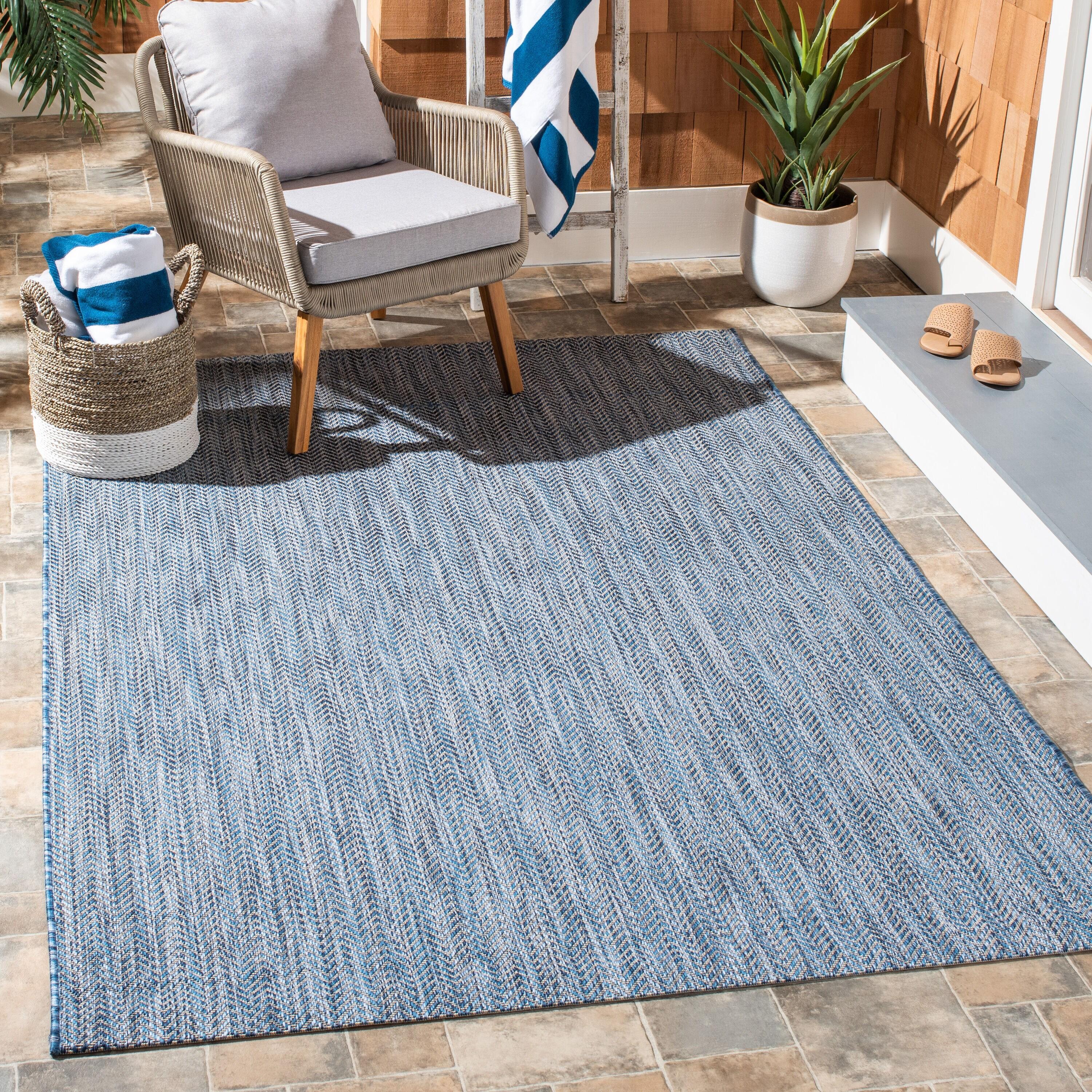 Courtyard CY8022 Power Loomed Indoor and Outdoor Area Rug - Navy/Grey - 5'3"x7'7" - Safavieh