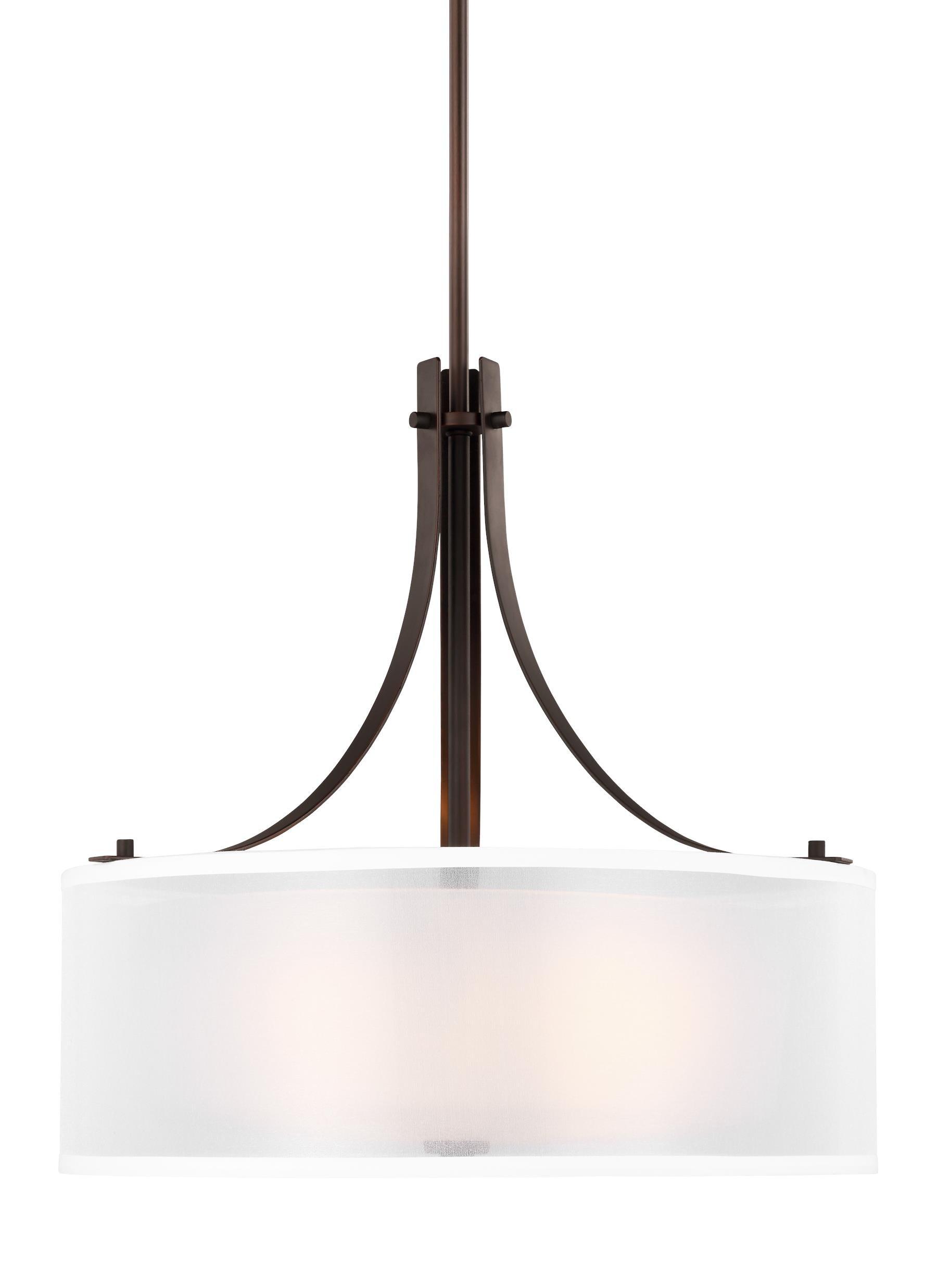 Elmwood Park Bronze 19" Drum Pendant with Satin Etched Glass Shade