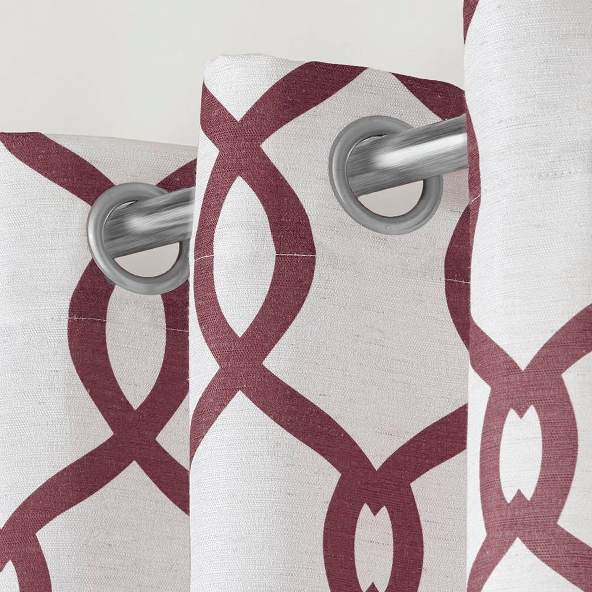 EXCLUSIVE HOME Kochi Light Filtering Linen Blend Grommet Top Curtain Panel Pair, 54"x96", Burgundy