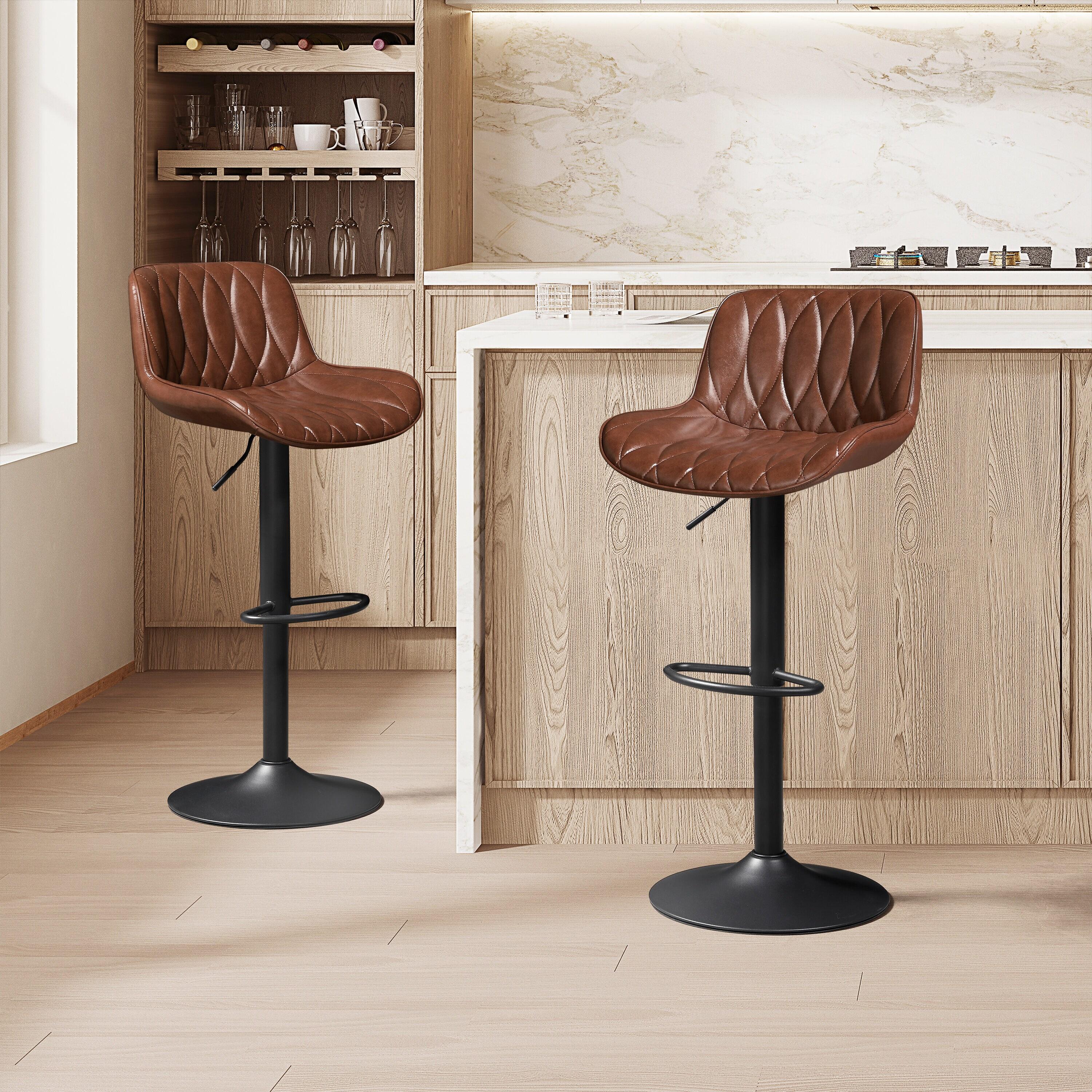 walsunny Swivel Upholstered Adjustable Height Counter Stool with Metal Frame (Set of 2)